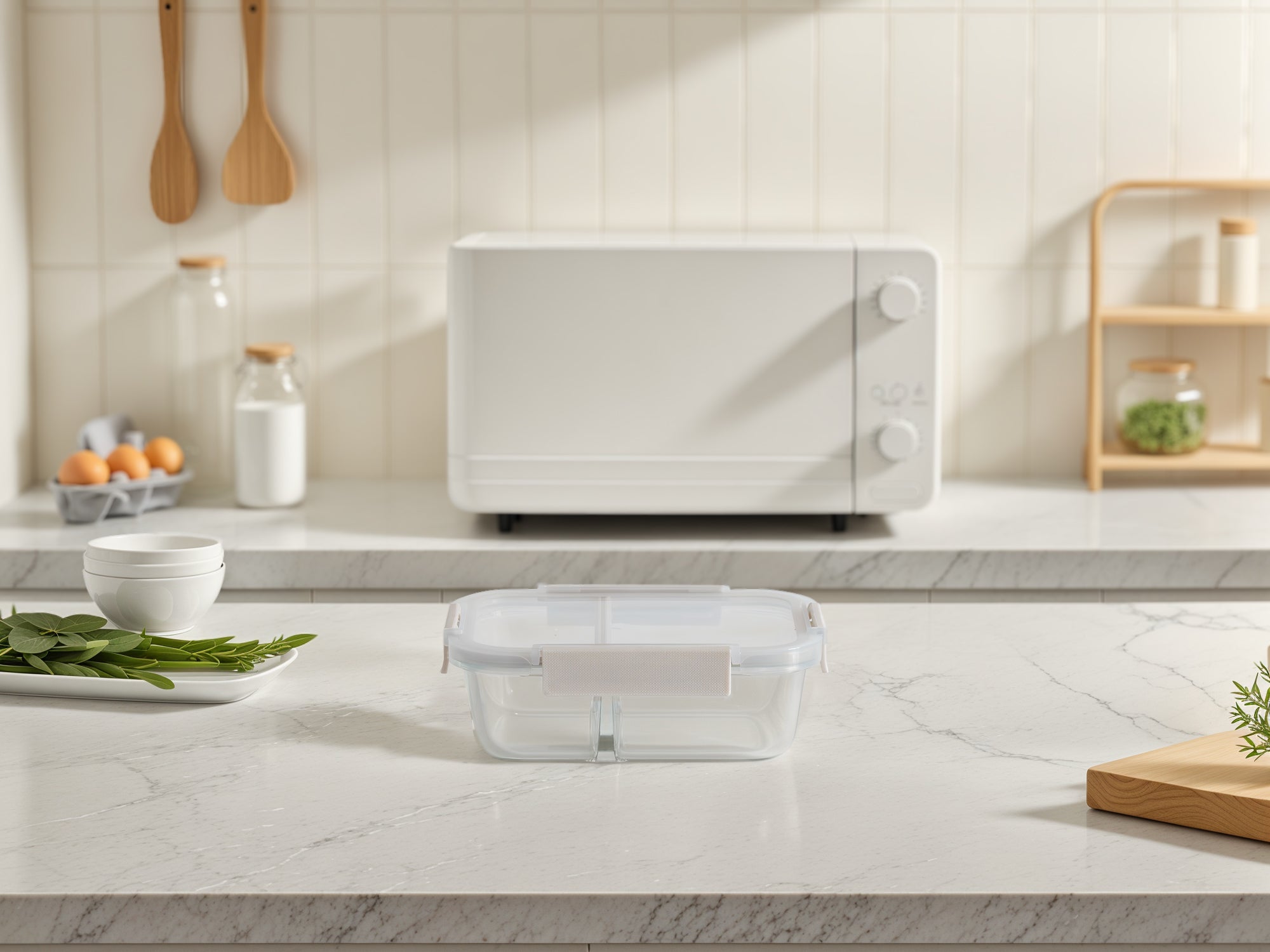 Glass Bento Box - 3 Sections (Vanilla)