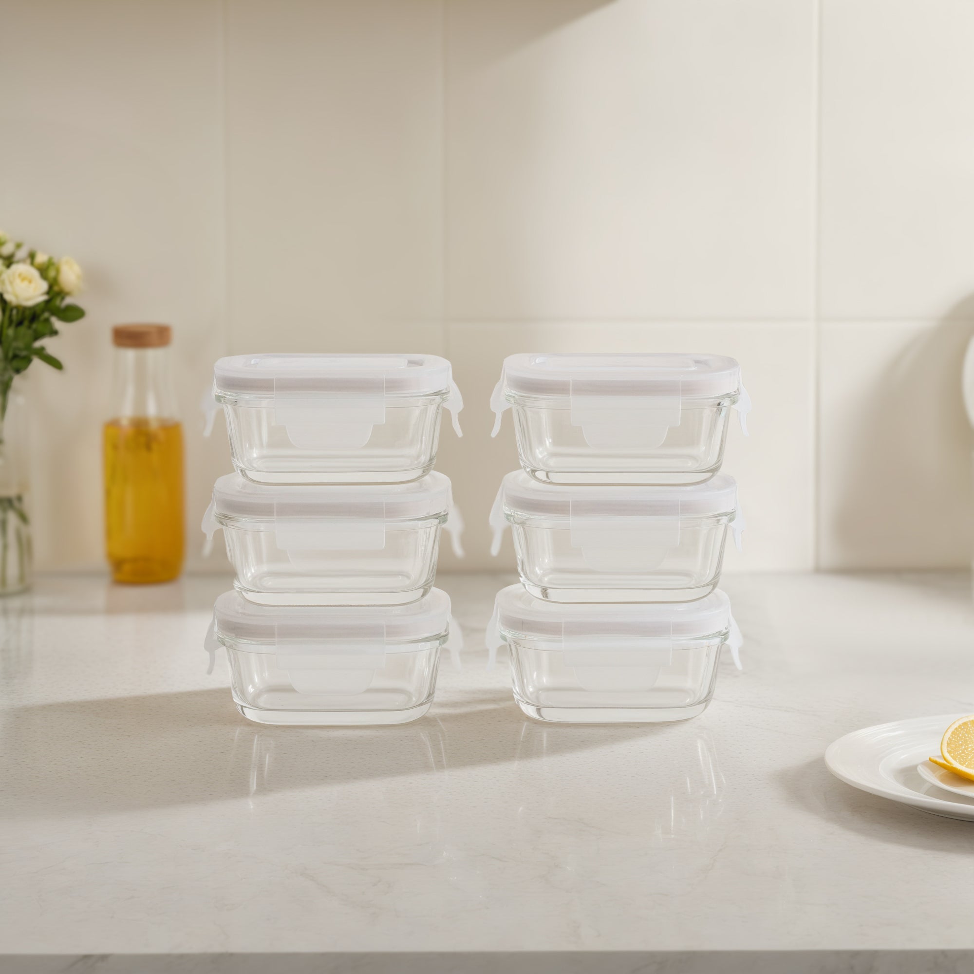 Mini Glass Container Set - Rectangular (Vanilla)