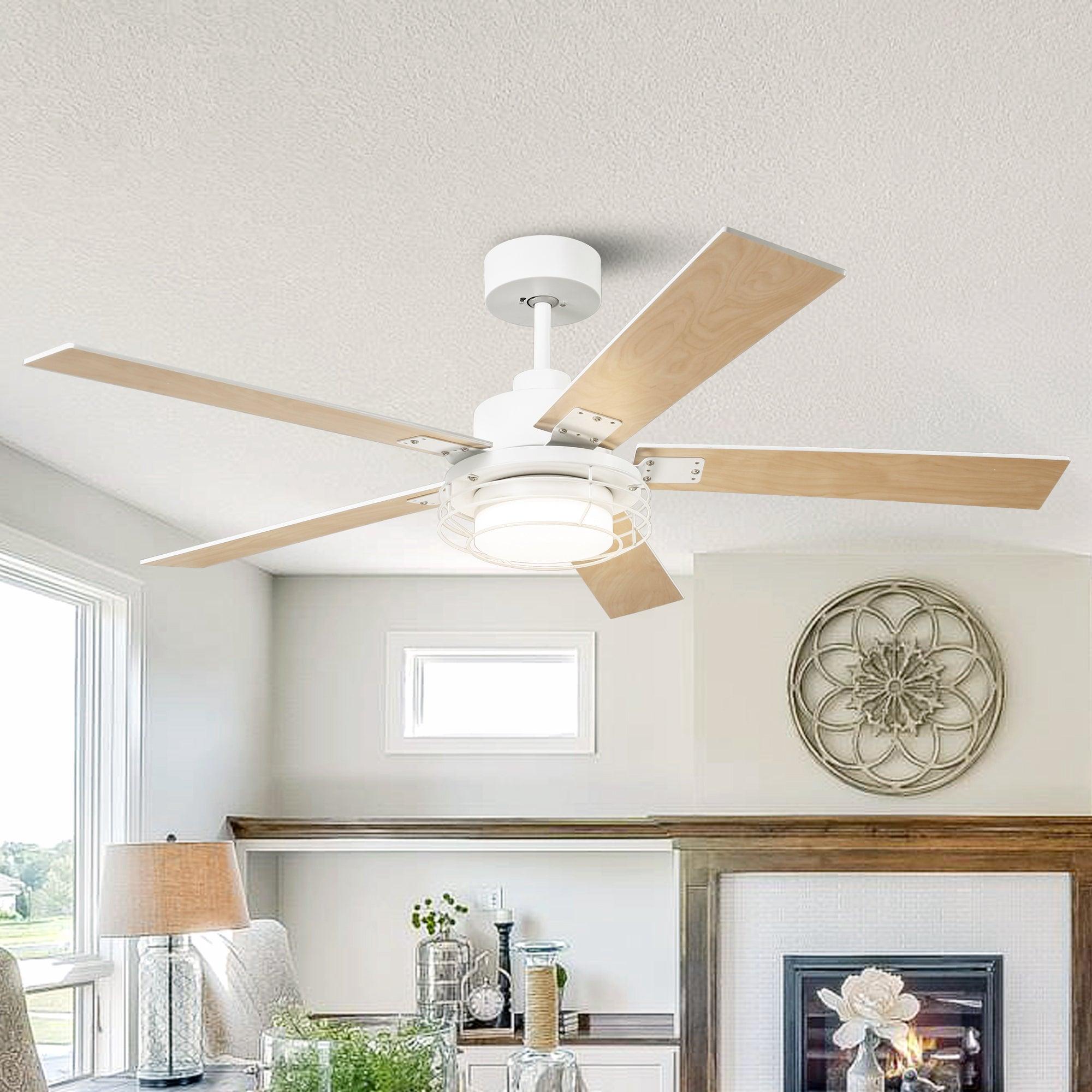 52 Inch Bernice DC Motor Industrial Downrod Ceiling Fan with LED Light and Remote Control