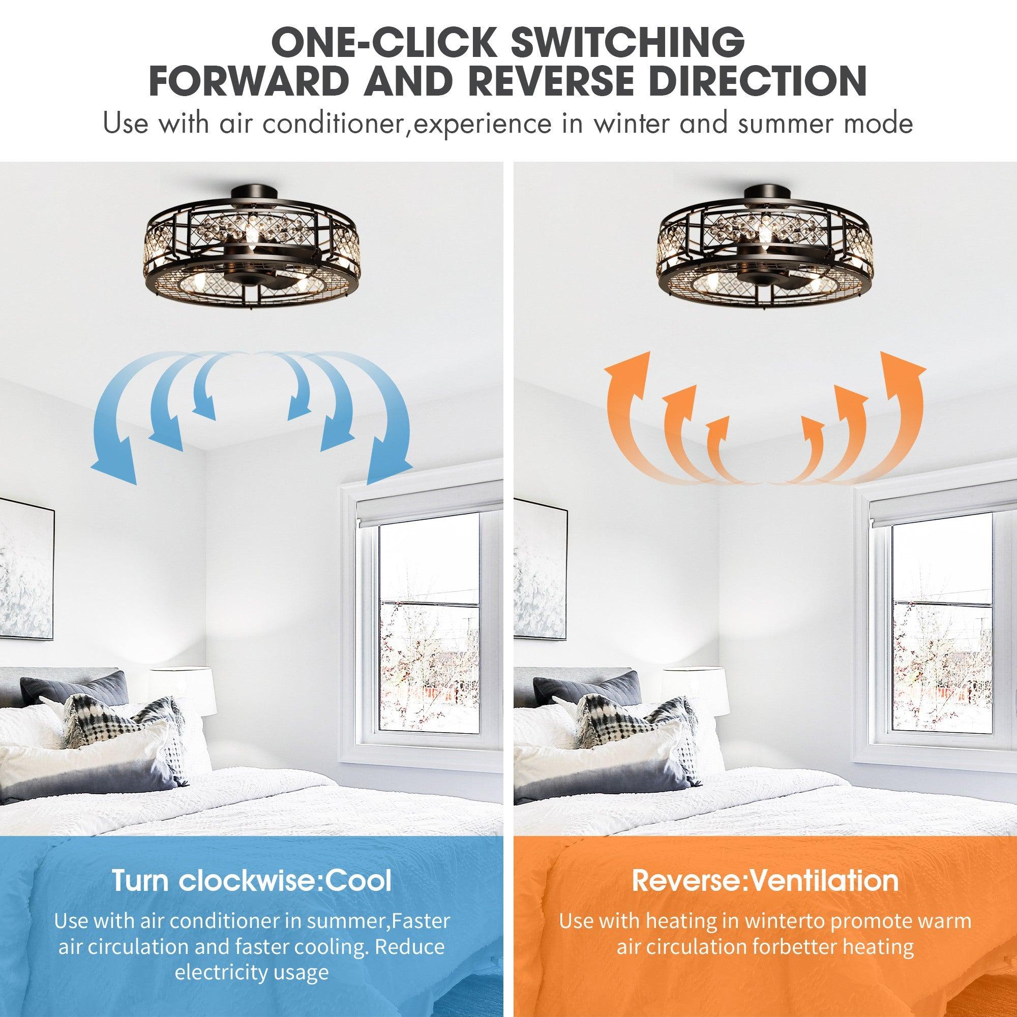 27" Wright Modern DC Motor Downrod Mount Reversible Crystal Ceiling Fan with Lighting and Remote Control