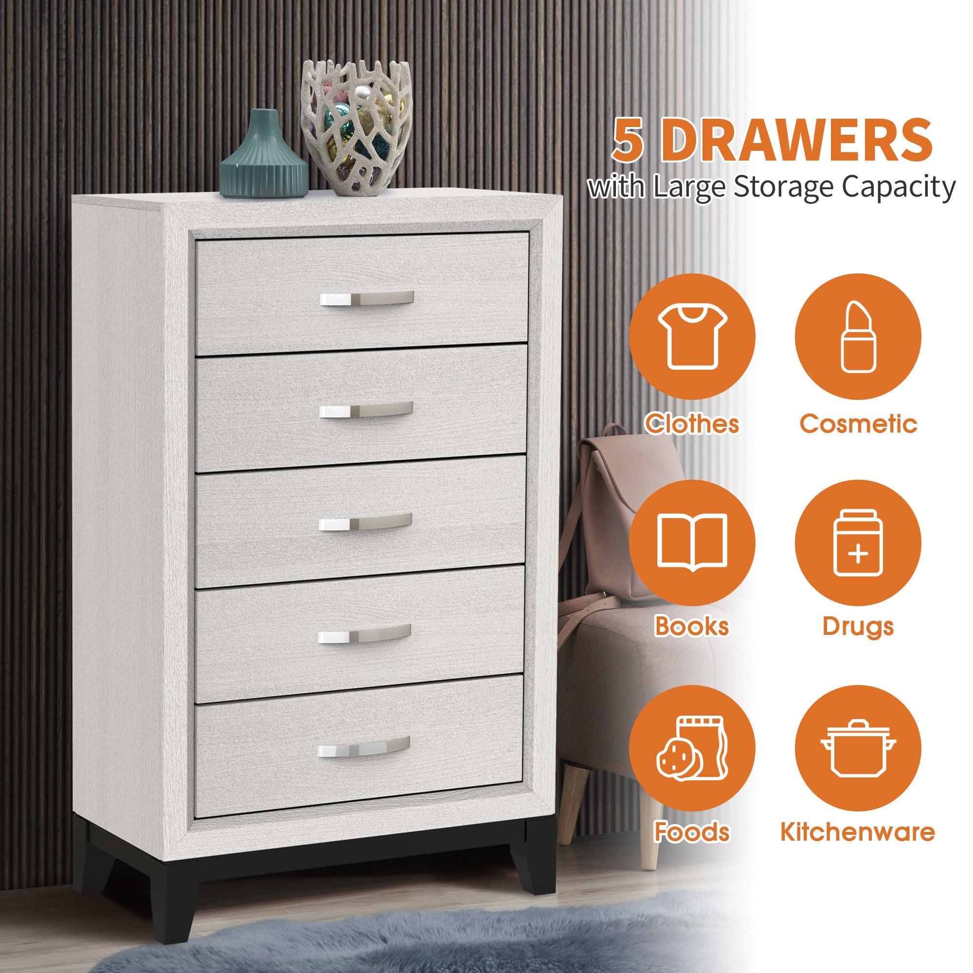 Contemporary 31" Chest with 5-Drawer for Bedroom, Livingroom