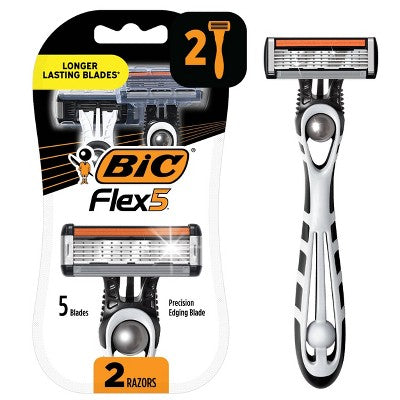 BiC Men & Flex 5 Blades Sensitive Disposable Razors 2ct - New