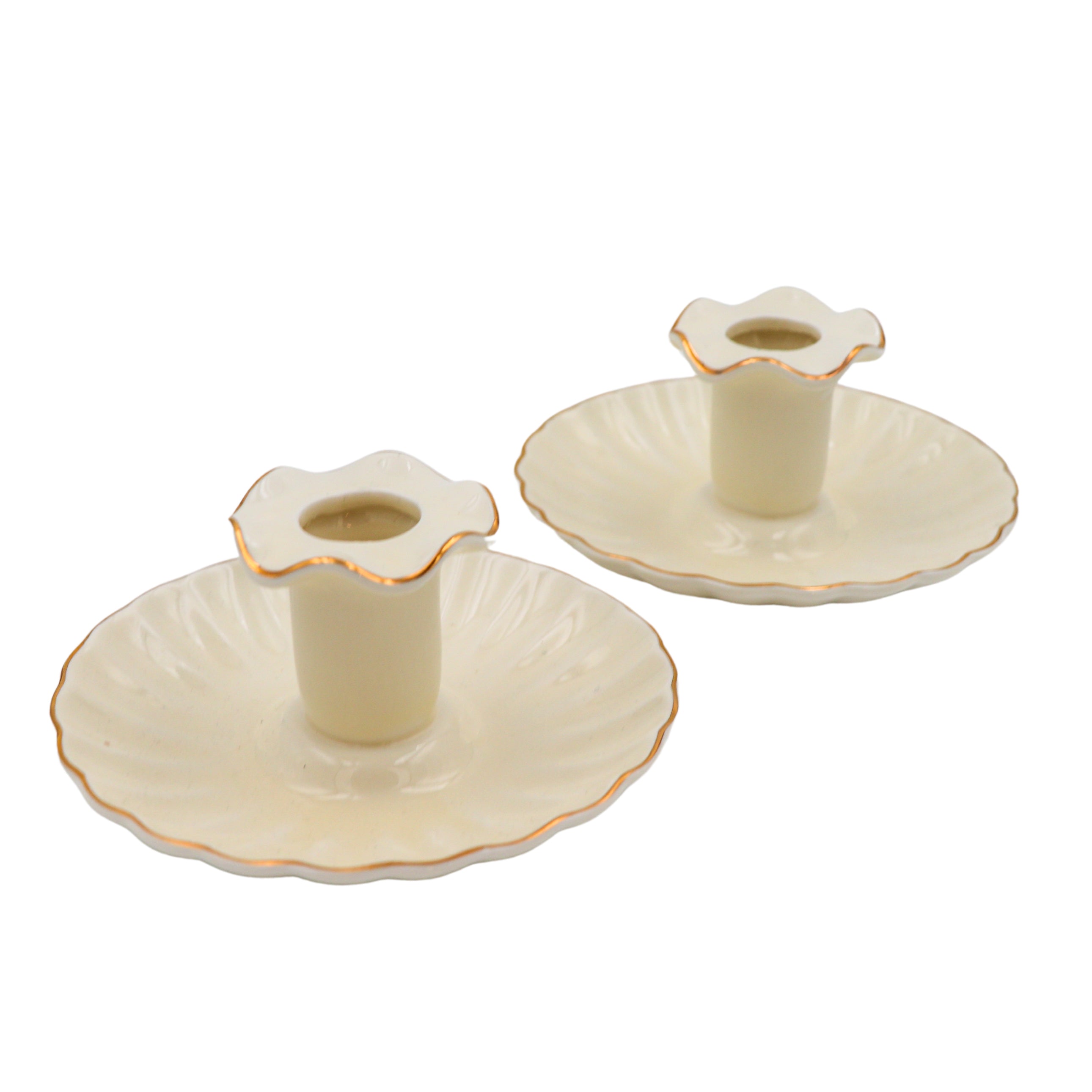 Gilded Cream Candle Holder - Pair