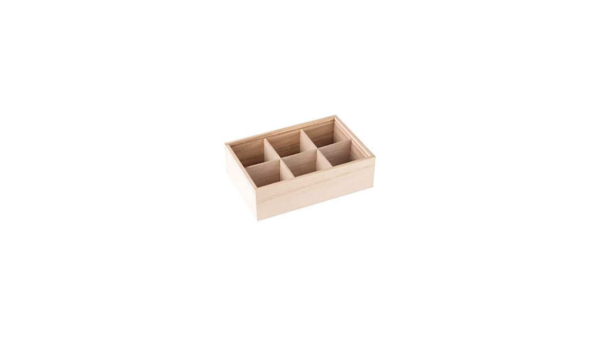 Six Sectional Wooden Box 7’’x5’’x2.5’’