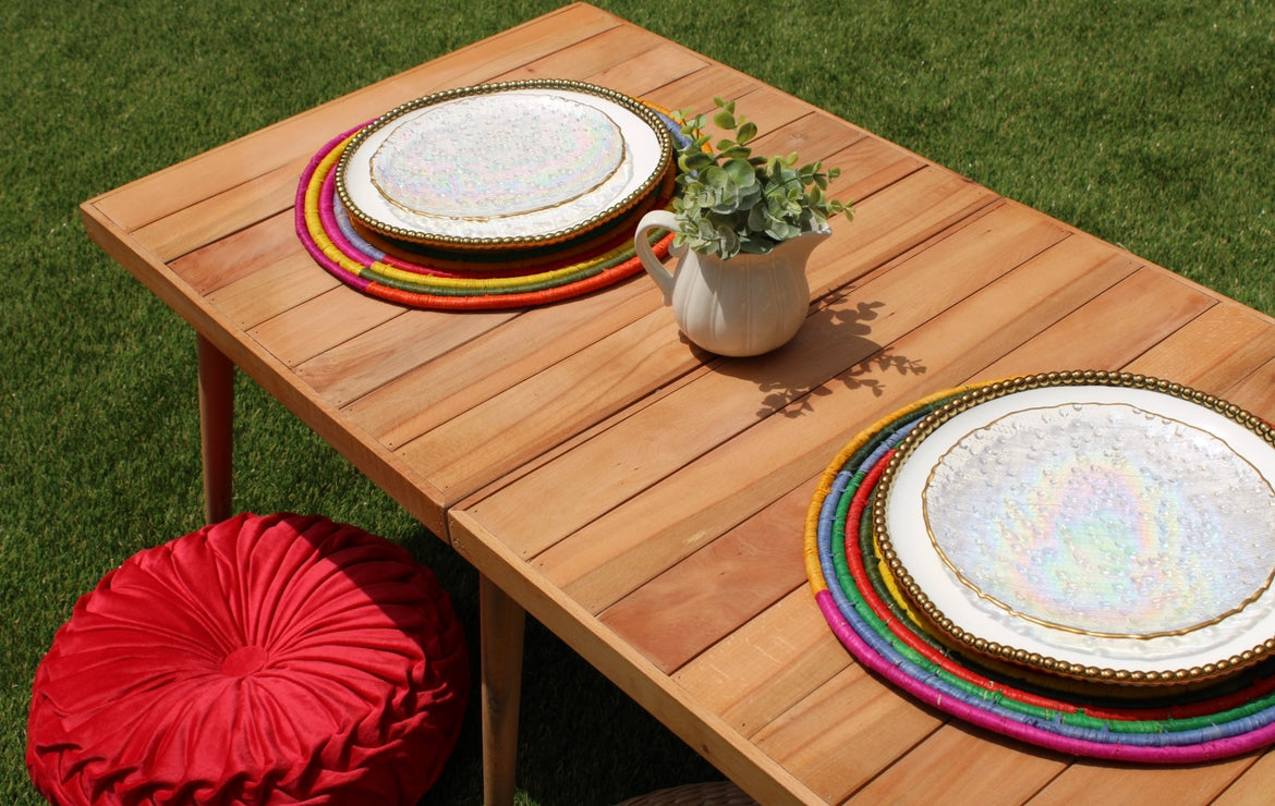 Morocco Placemat, colorful raffia Woven tabletop