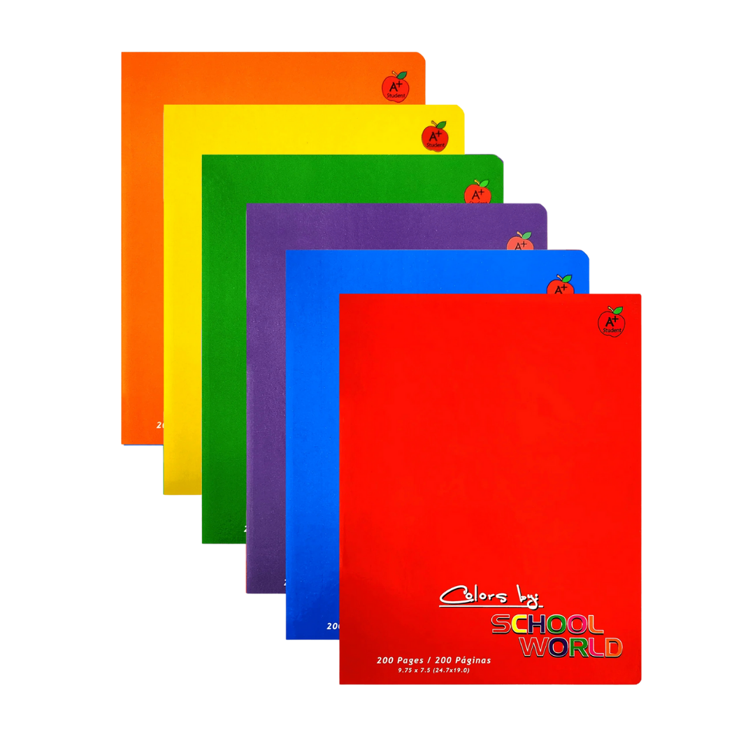 Libreta de carpeta de colores School World 200 páginas