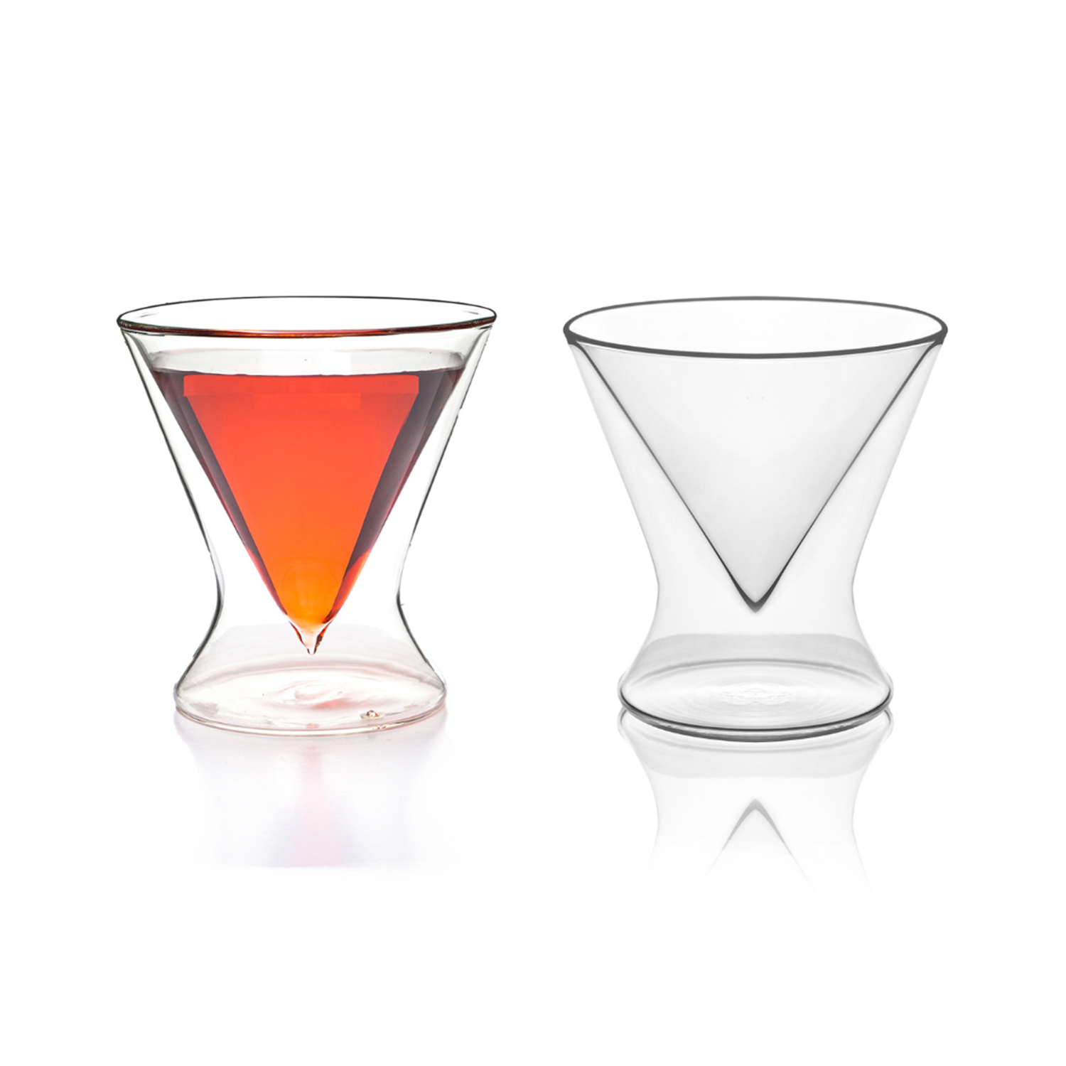 Double-Walled Stemless Martini Glasses - 8oz
