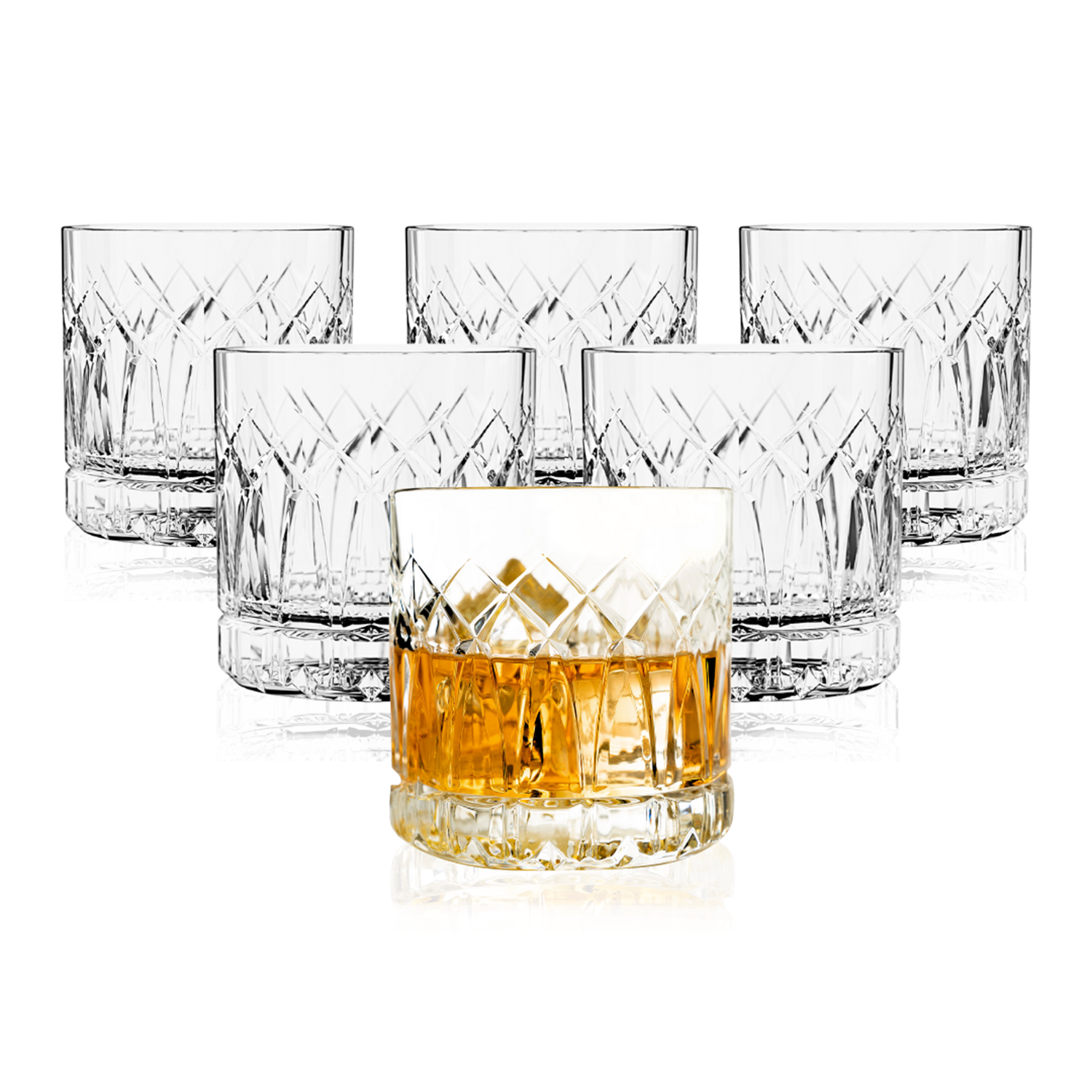 Premium Double Rocks Whiskey Glasses - Set of 6 Cocktail Glasses - 12oz