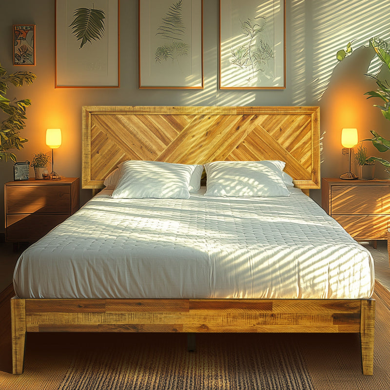 Acacia Sierra Deluxe Wood Platform Bed Frame