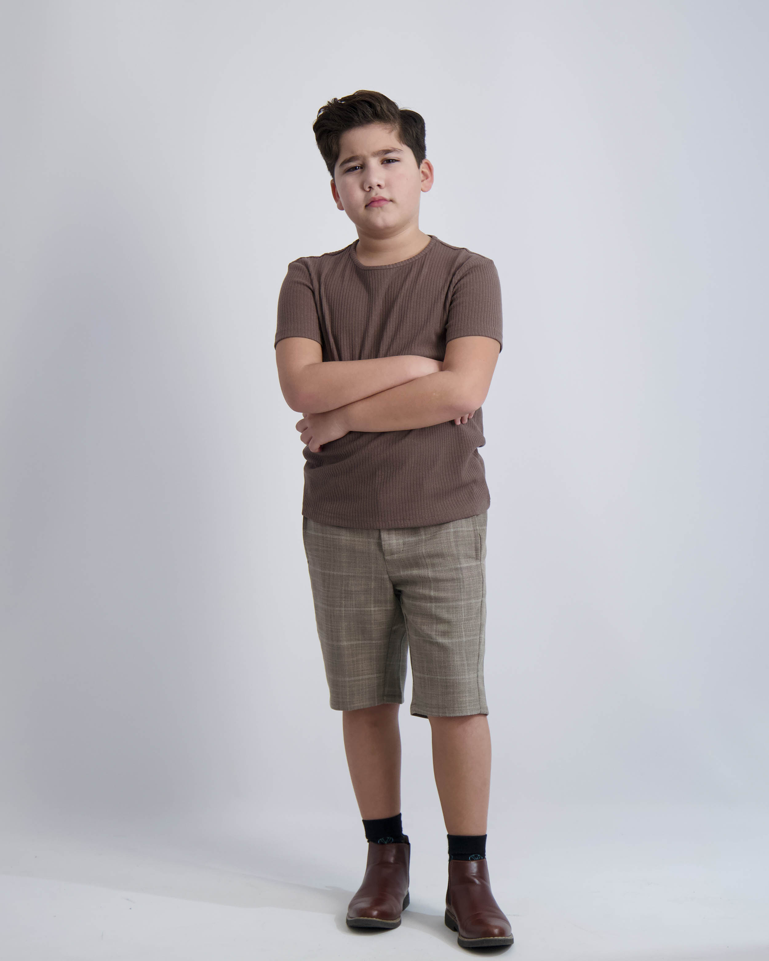 Camel Windowpane Short Dress Pants