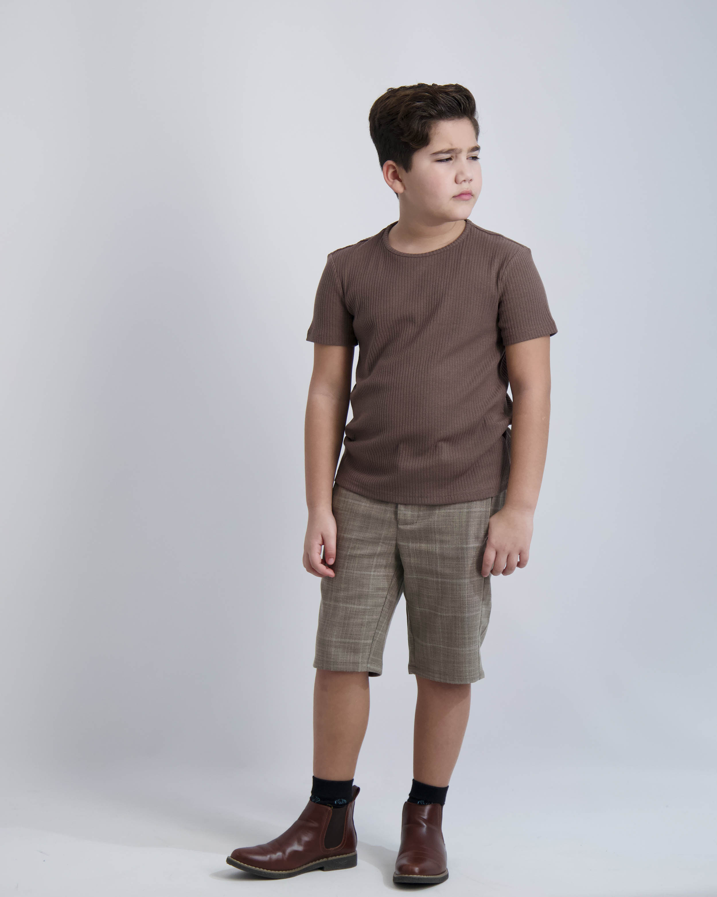 Camel Windowpane Short Dress Pants