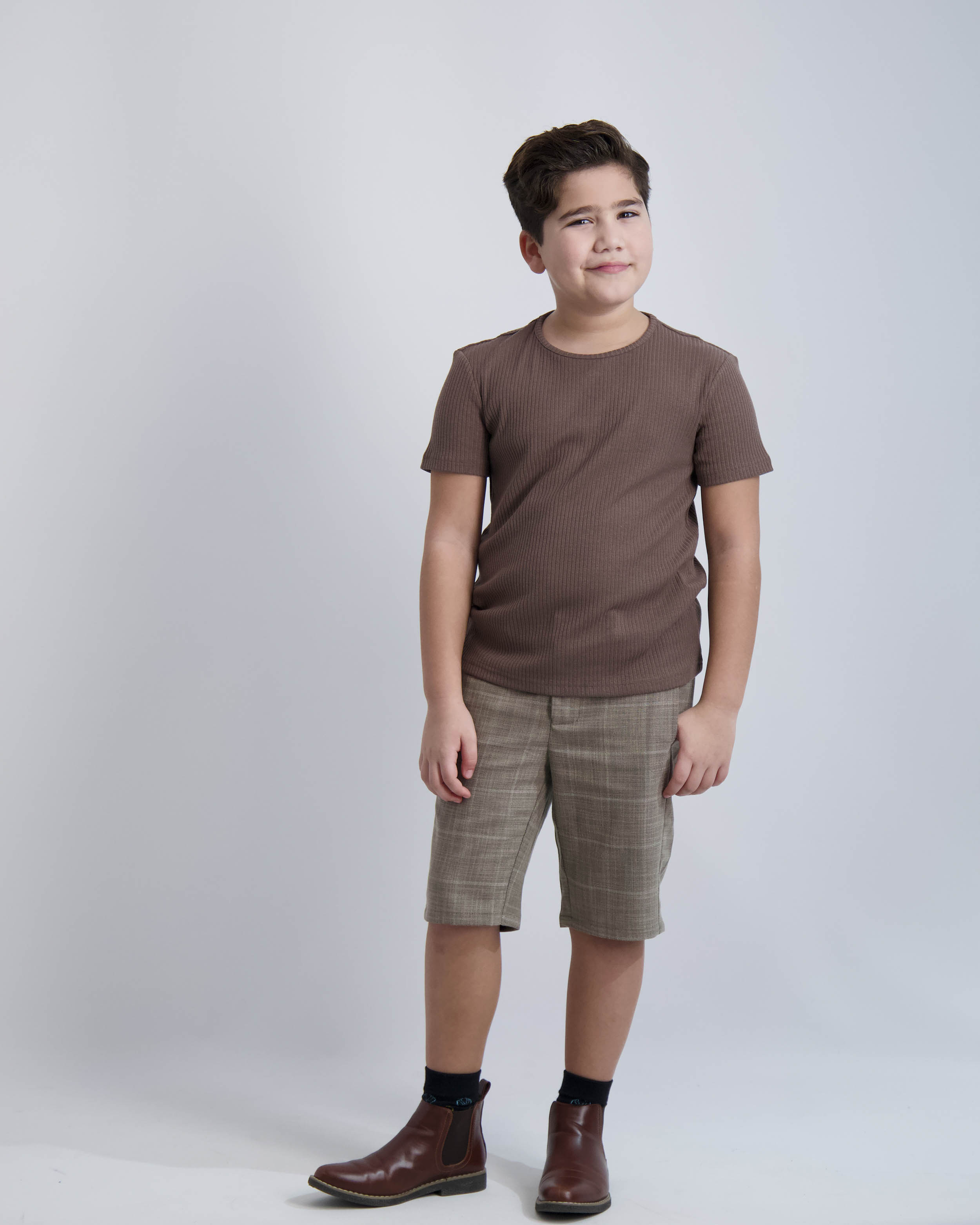 Camel Windowpane Short Dress Pants