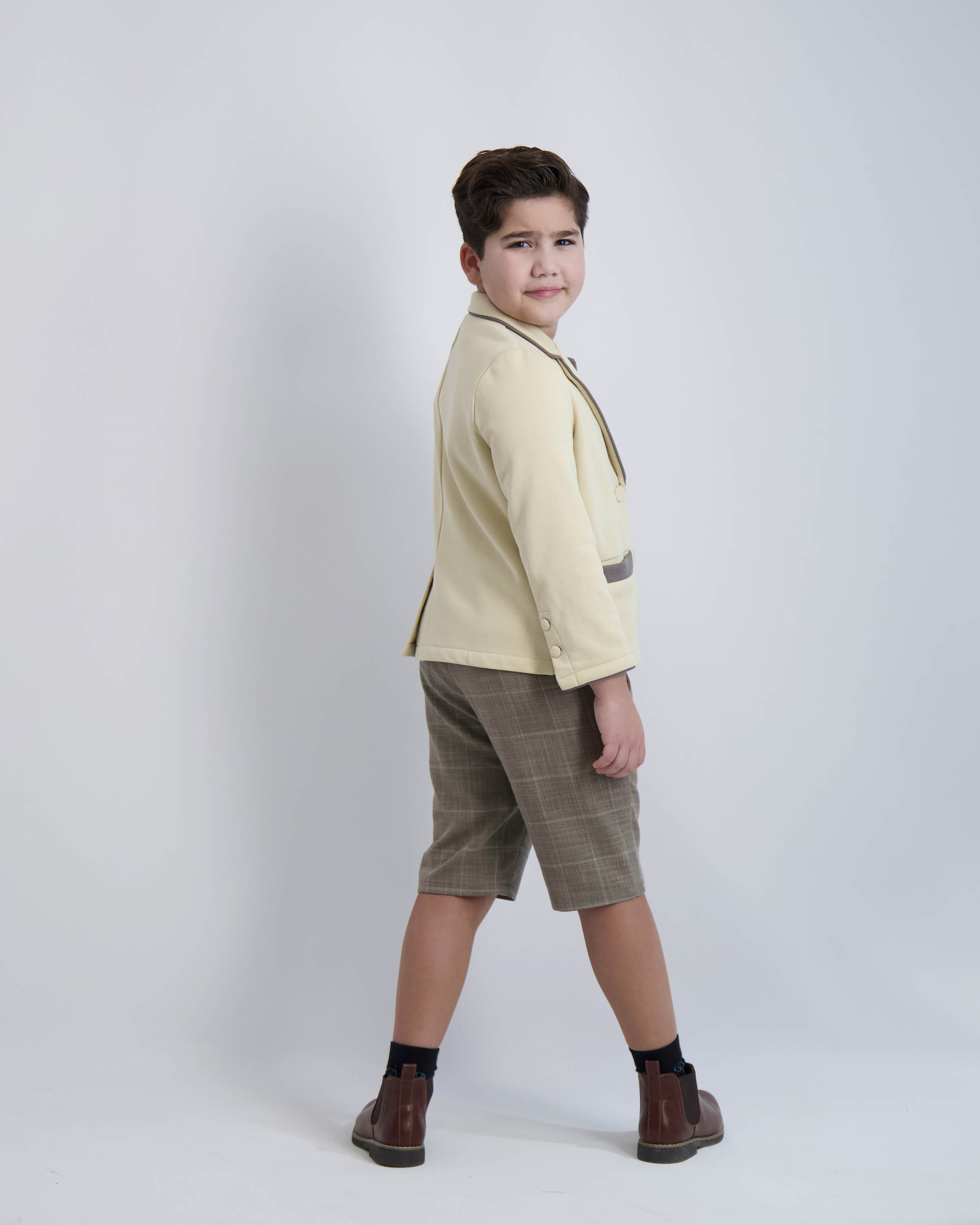 Camel Windowpane Short Dress Pants