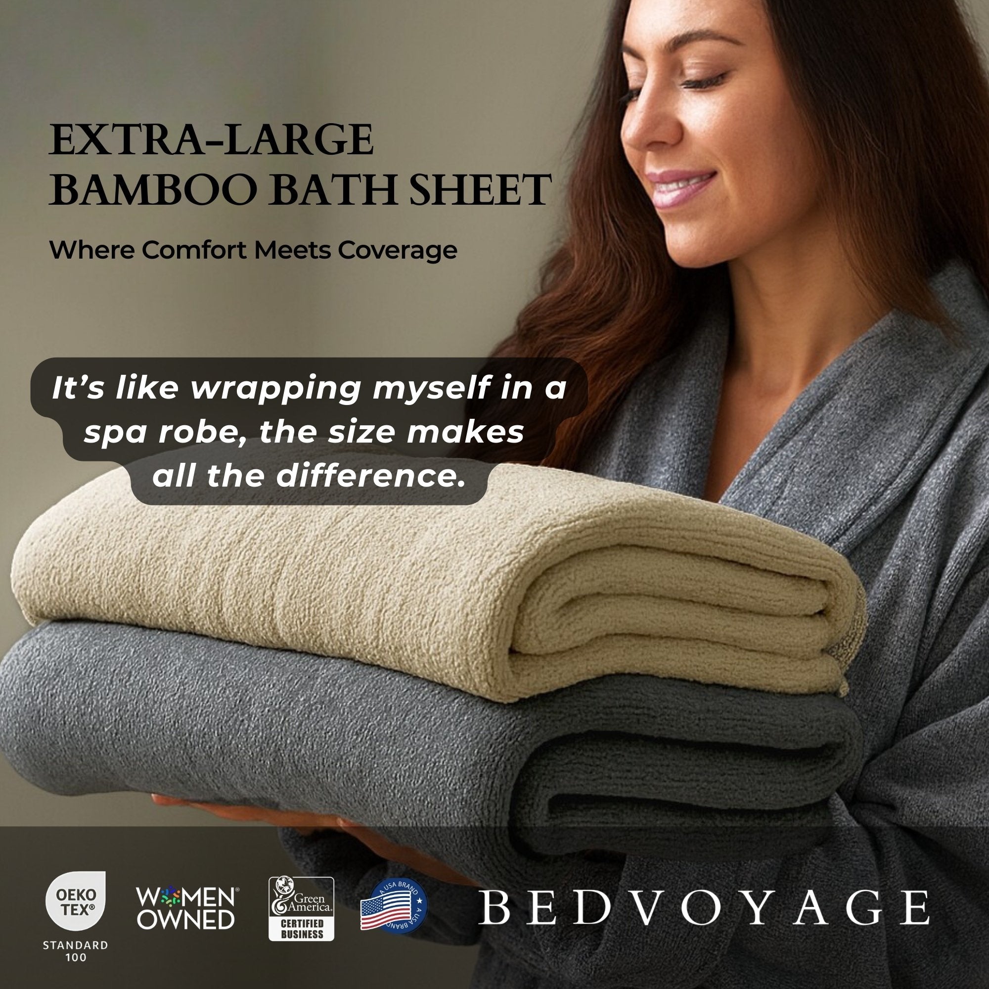 Bamboo Cotton Bath Sheet 3 Piece Set - Sand