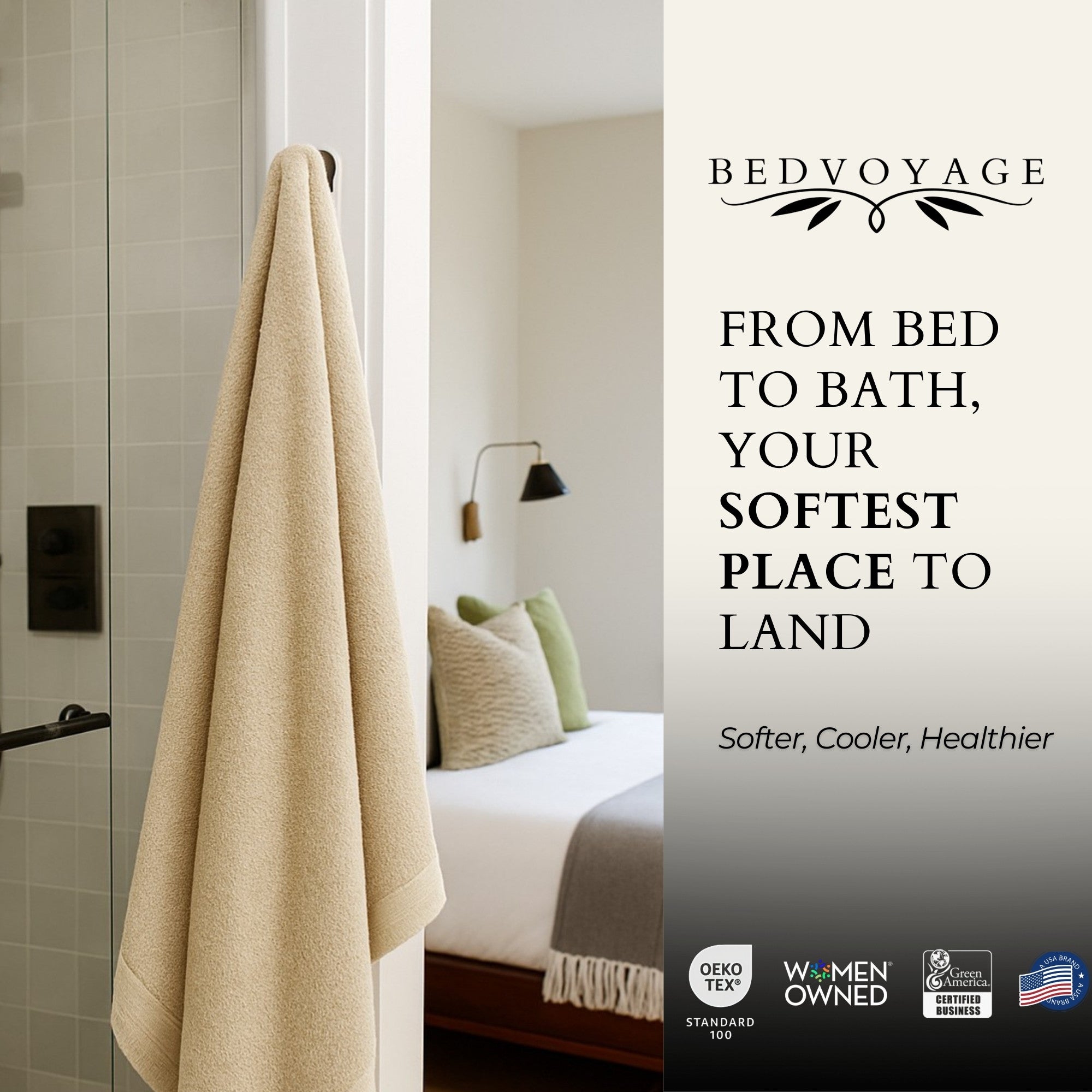Bamboo Cotton Bath Sheet 3 Piece Set - Sand