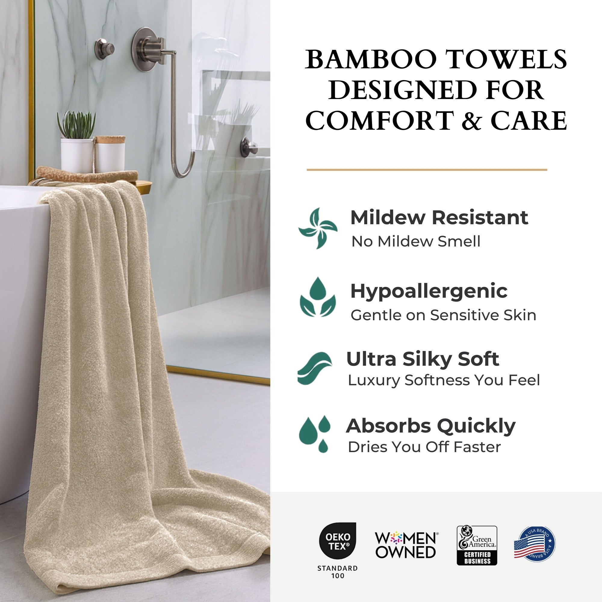 Bamboo Cotton Bath Sheet / Beach Towel - Sand