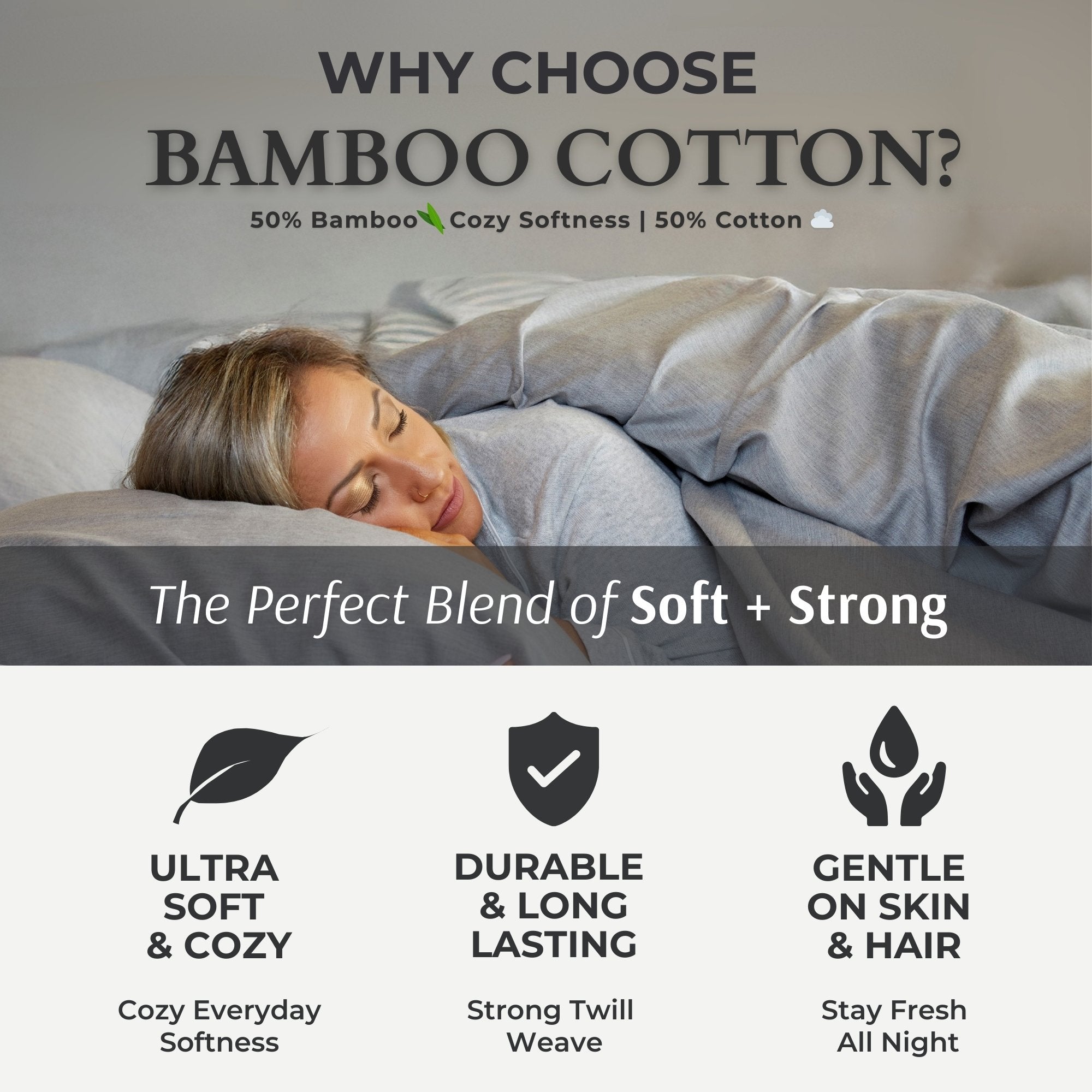 Bamboo Cotton Bed Sheets - Silver