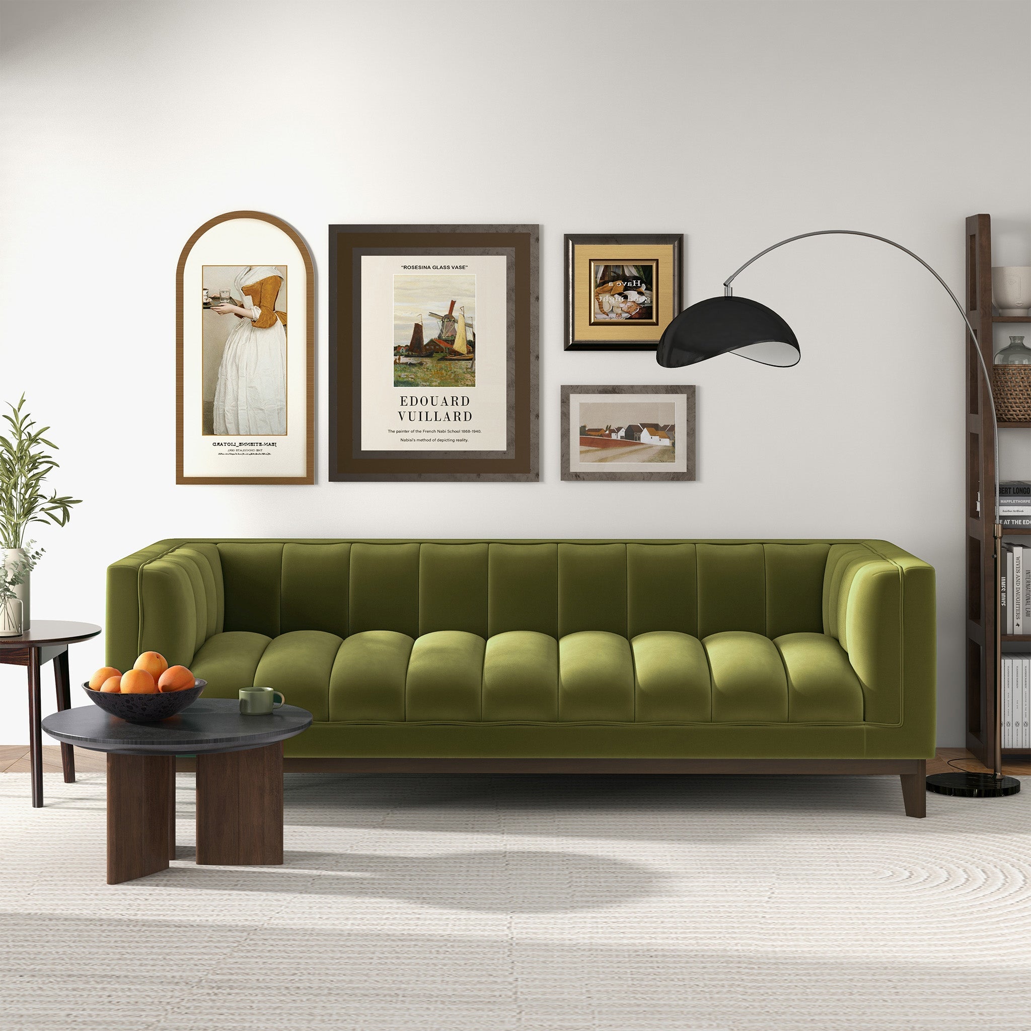Melissa Mid-Century Green Velvet Modern Sofa – Designer Sofa – Curated