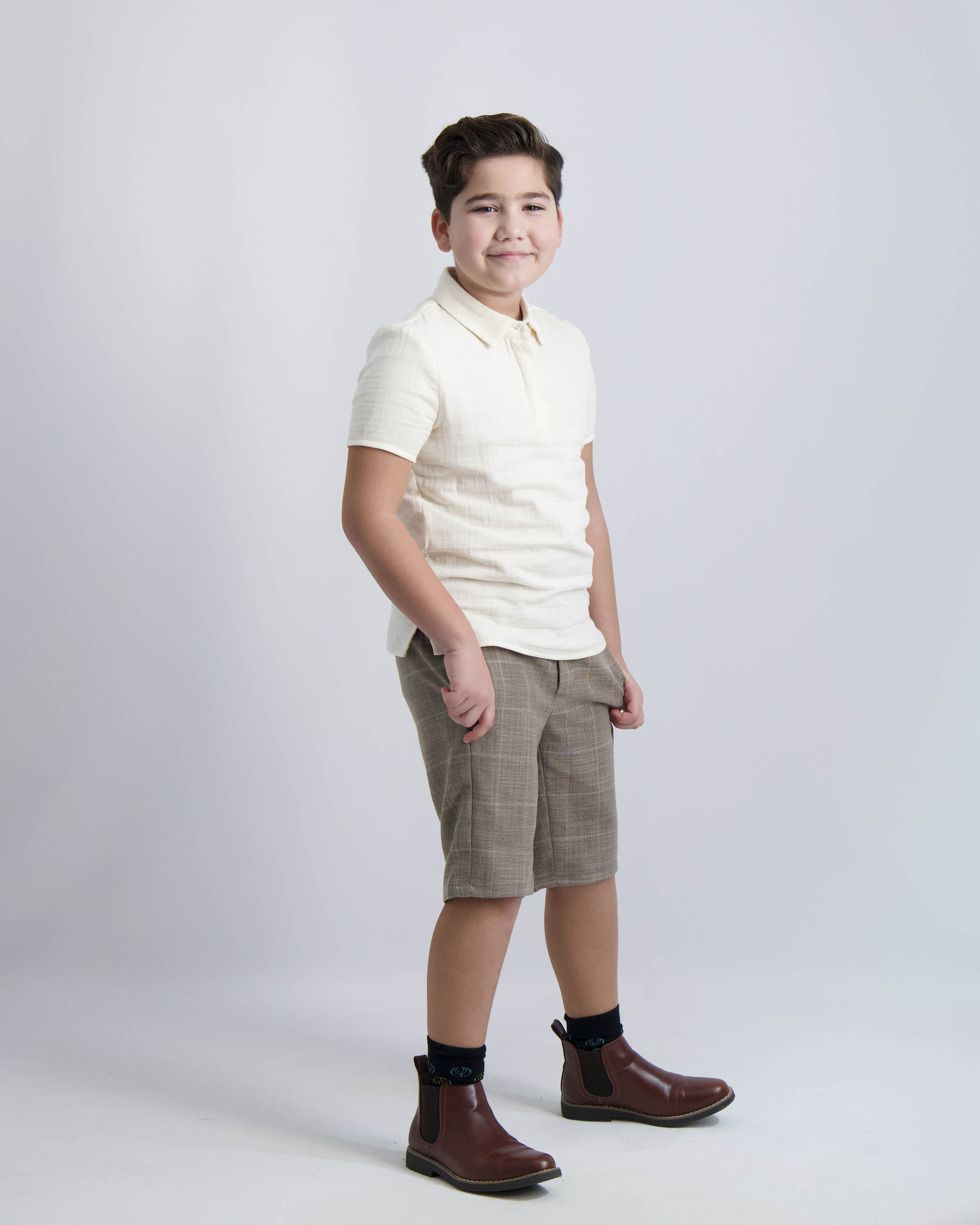 Camel Windowpane Short Dress Pants