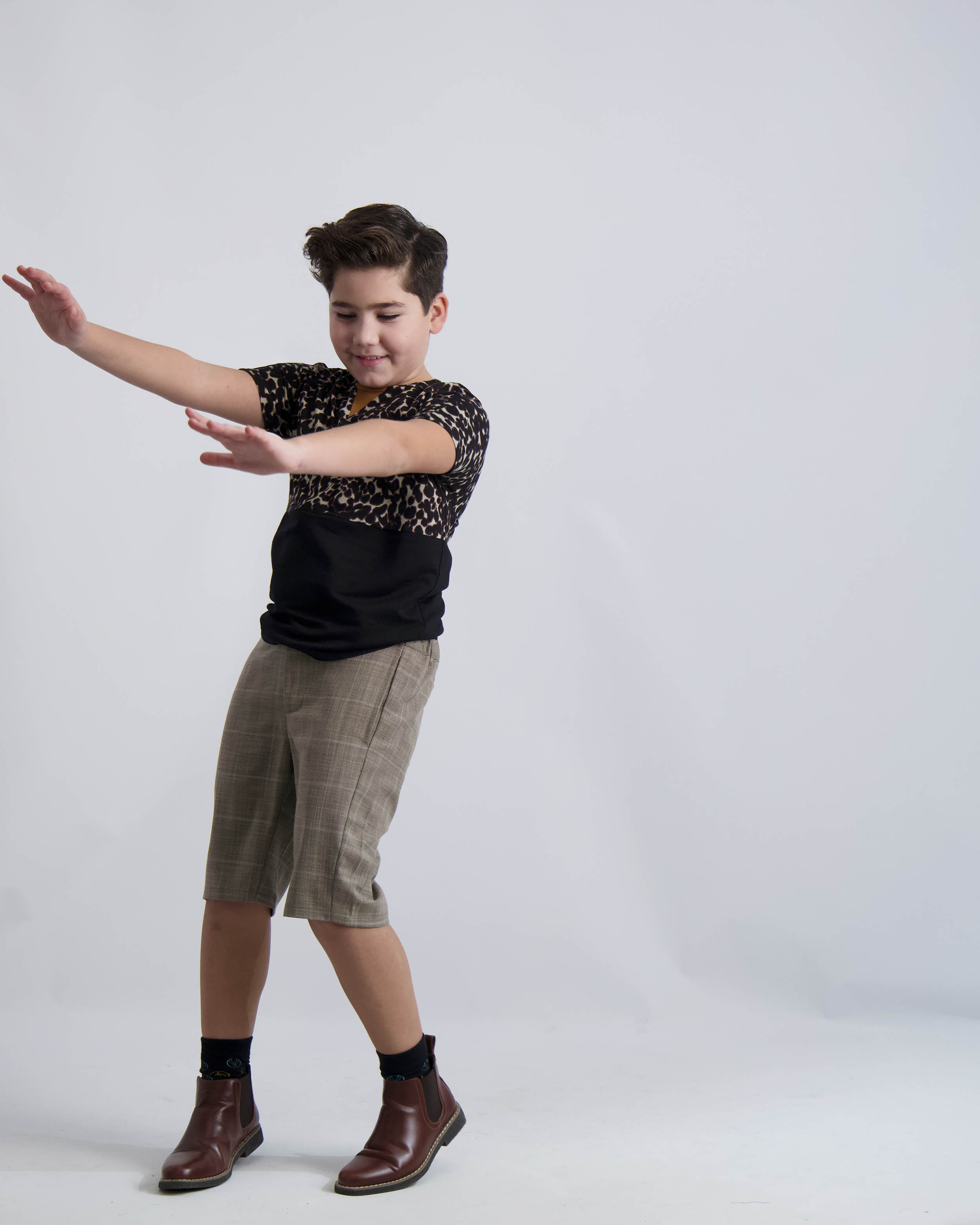 Camel Windowpane Short Dress Pants