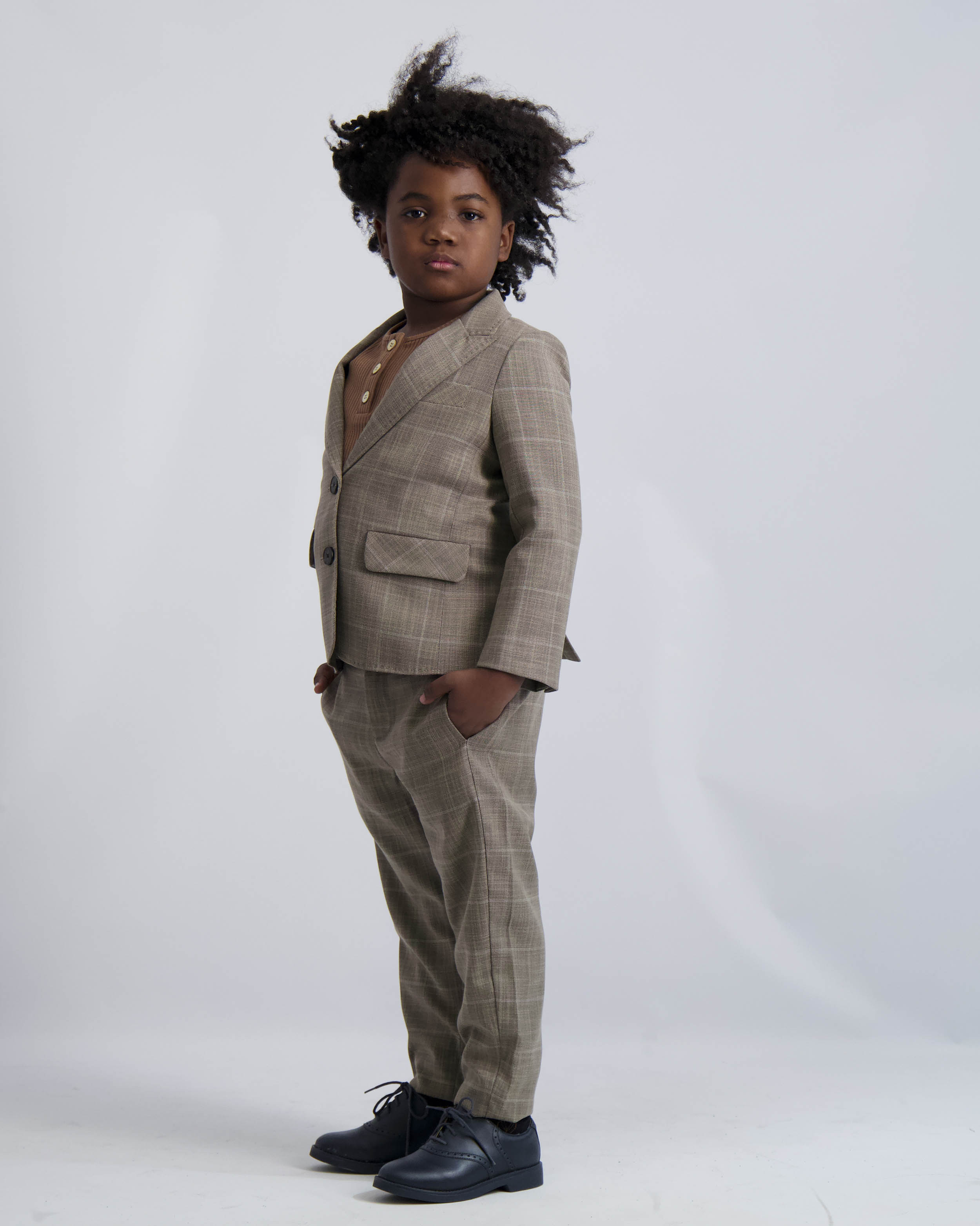 Camel Windowpane Dress Pants