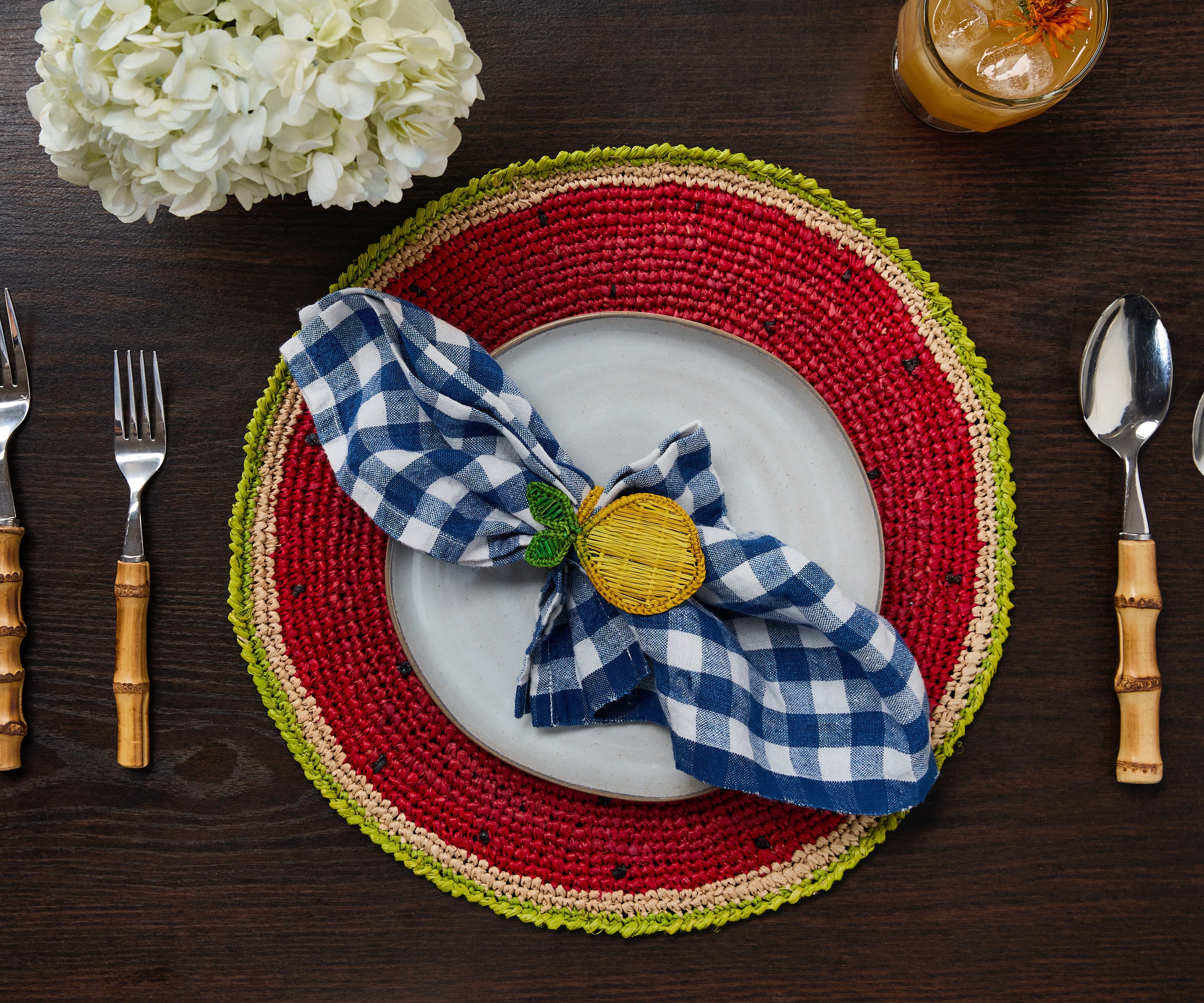Lemon Napkin Ring – 3.5” Handwoven Iraca Palm – Artisan Summer Table Decor from Colombia