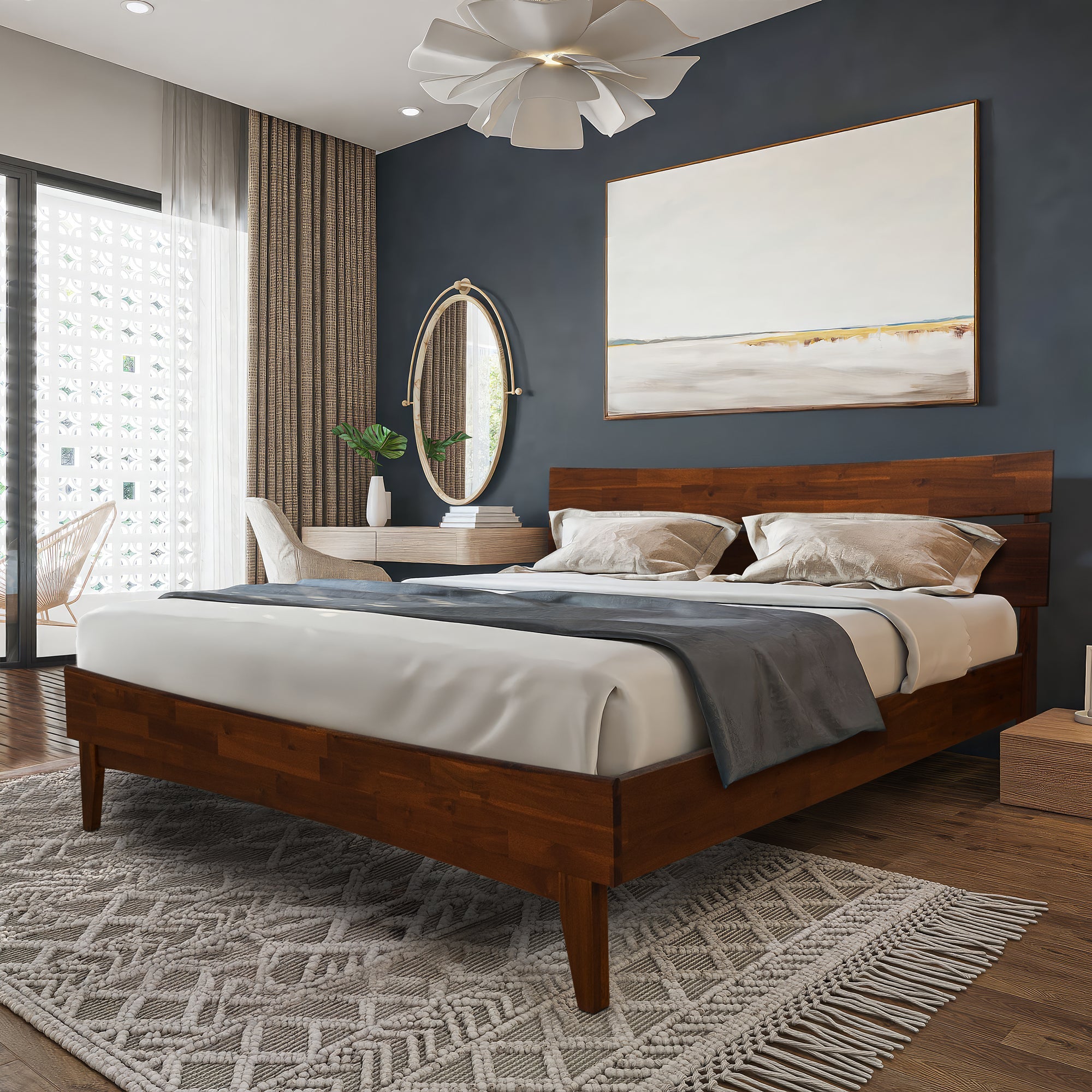 Acacia Aurora Deluxe Wood Platform Bed Frame