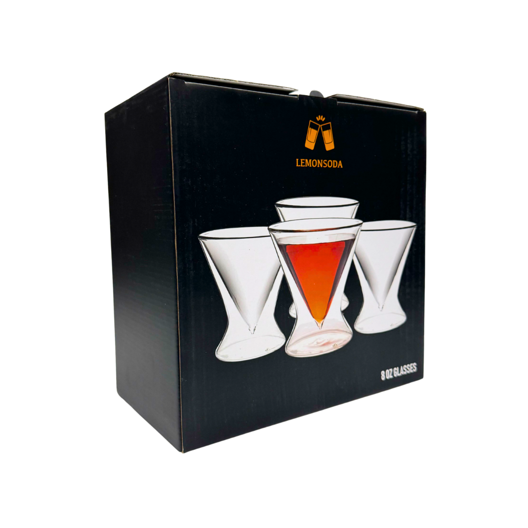 Double-Walled Stemless Martini Glasses - 8oz