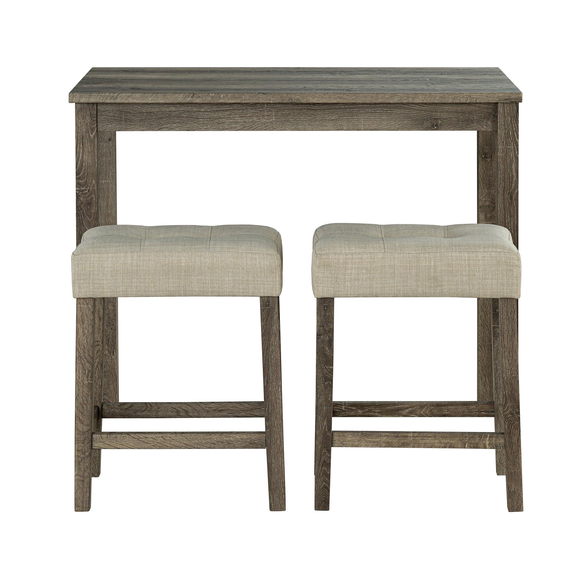 1 Traditional Breakfast Dining Table Set with 2 Stools for Apartment