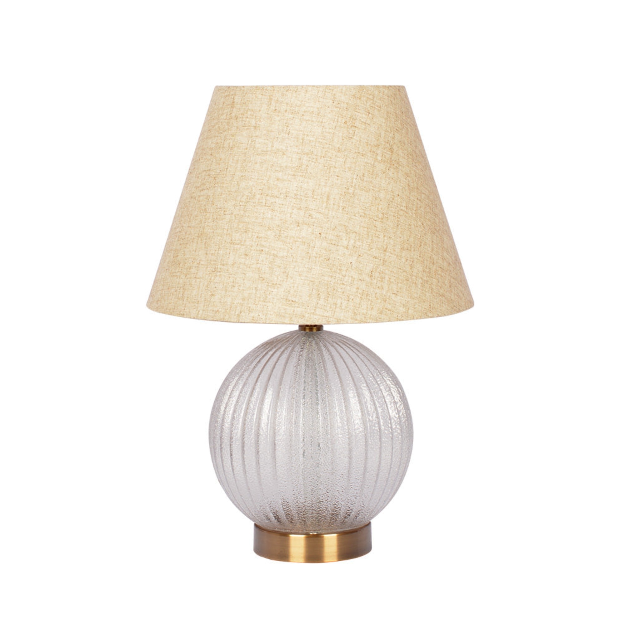 Serenity Round Ribbed Glass Lamp Base Clear Table Lamp Large Linen Sha