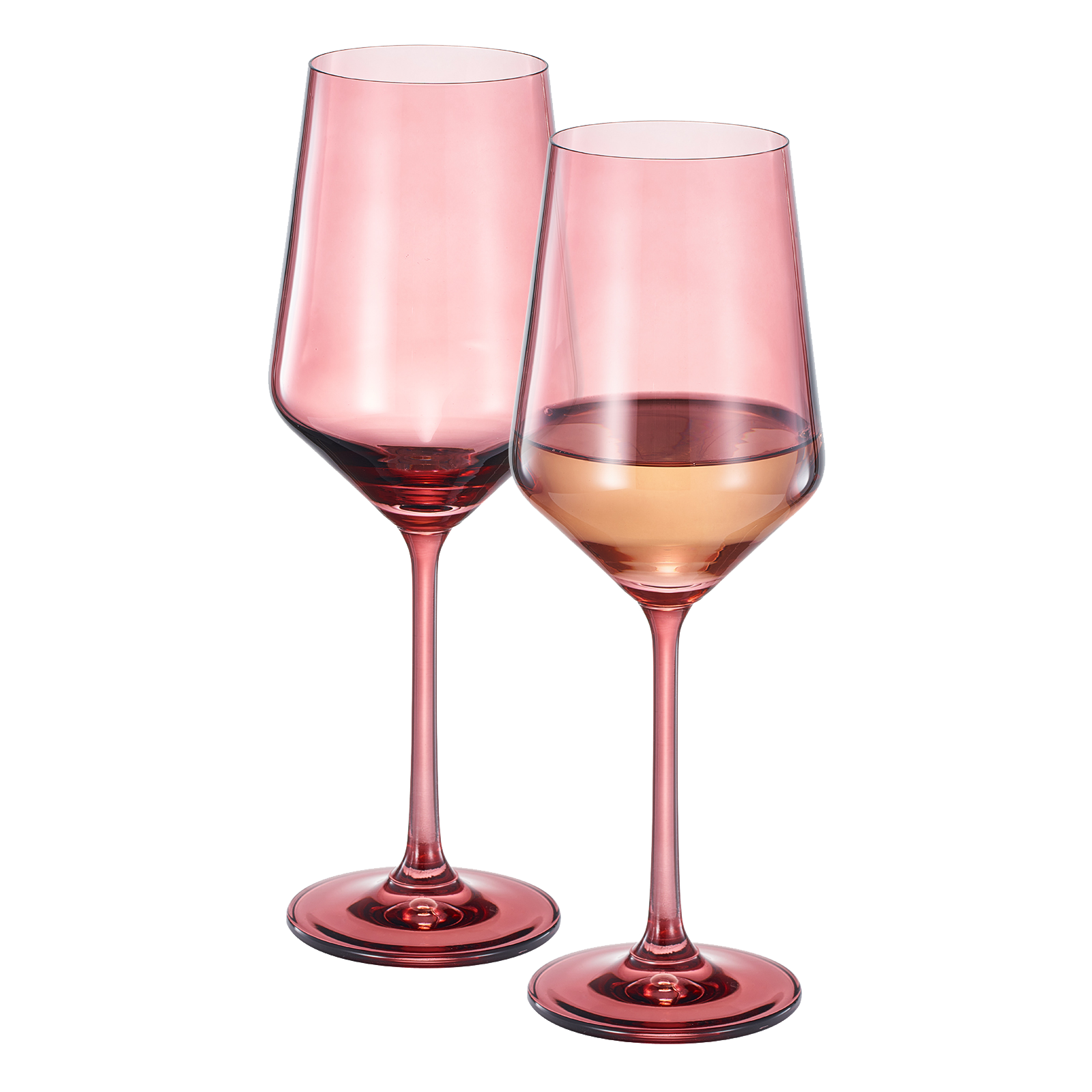 Tonal Stemmed Wine Glassware, Cranberry Red, Set of 2