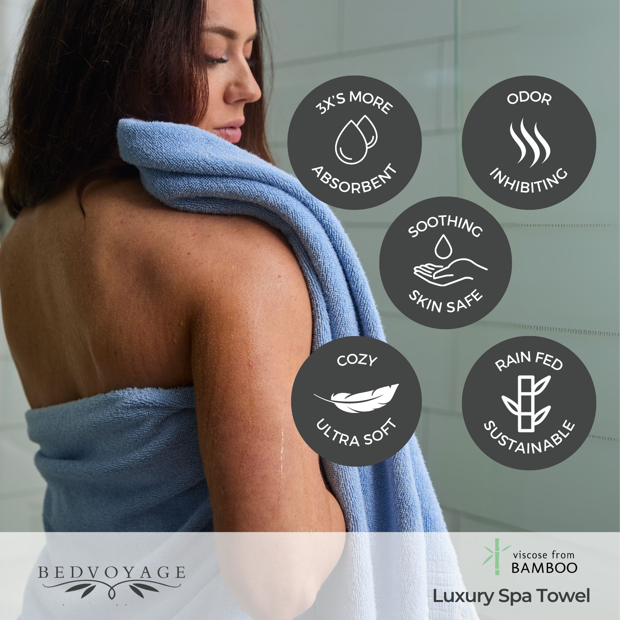 Bamboo 6 Piece Spa Towel Set – Ocean