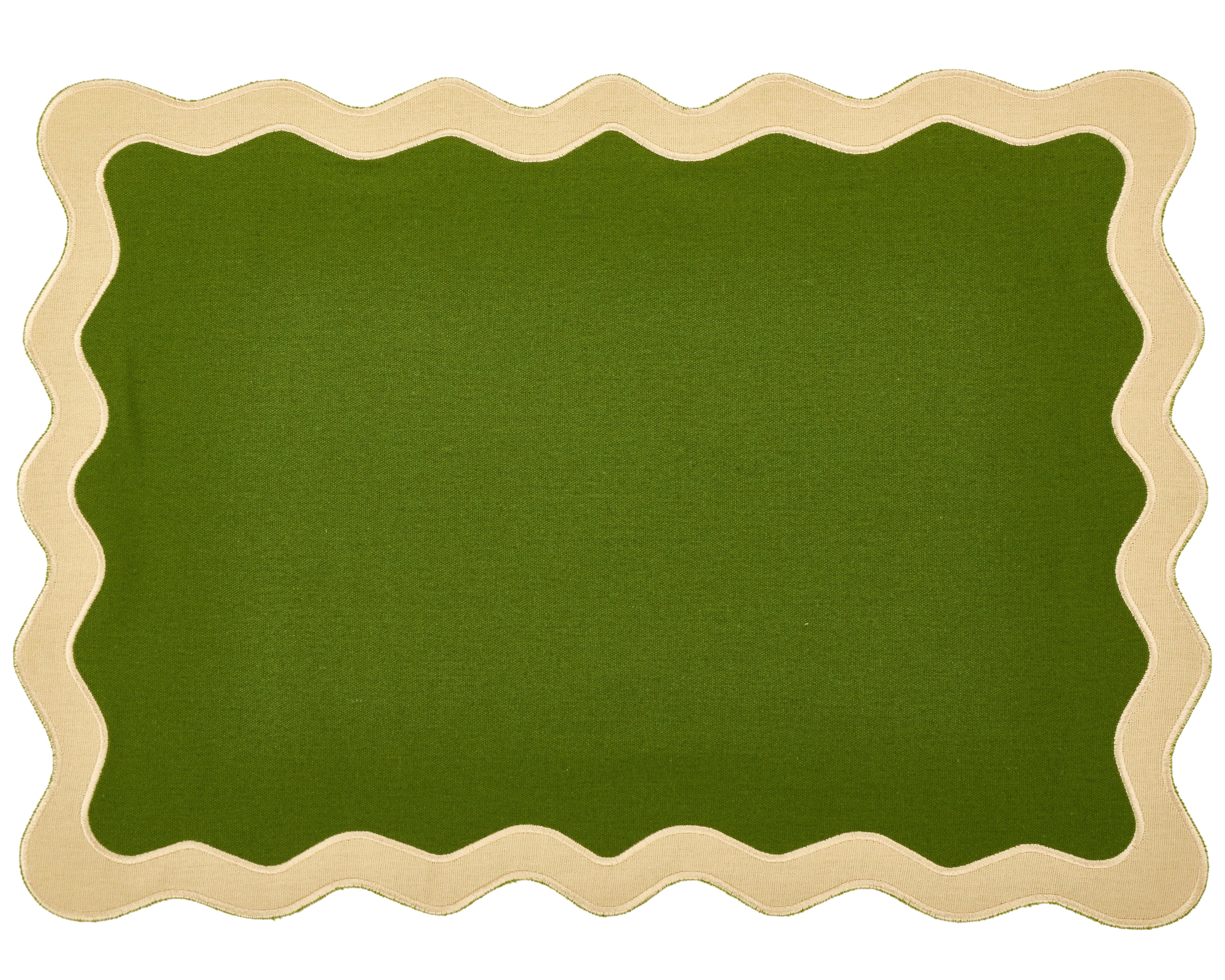 Hampton Moss Green & Tan Trim Placemat & Napkin
