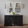 60 inch / Black Onyx | Brushed Gold Hardware / Carrara White Marble Top (Painted Finish Only)