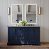 60 inch / Heritage Blue | Brushed Gold Hardware / Carrara White Marble Top (Painted Finish Only)