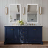 72 inch / Heritage Blue | Brushed Gold Hardware / Carrara White Marble Top (Painted Finish Only)