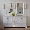 72 inch / White | Brushed Gold Hardware / Carrara White Marble Top (Painted Finish Only)