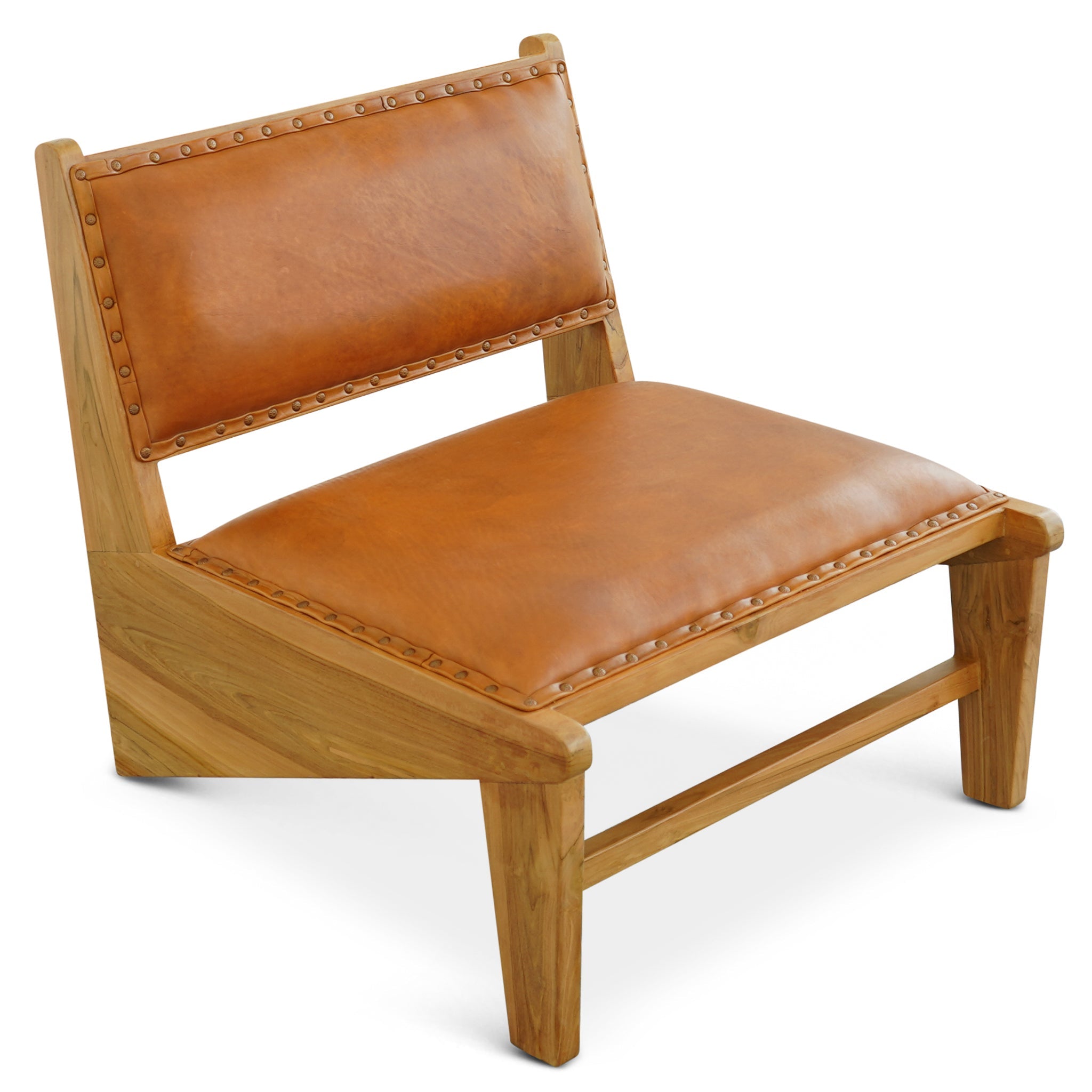 Talon Solid Wood Tan Leather Lounge Chair – Luxury Modern Seating – Cu