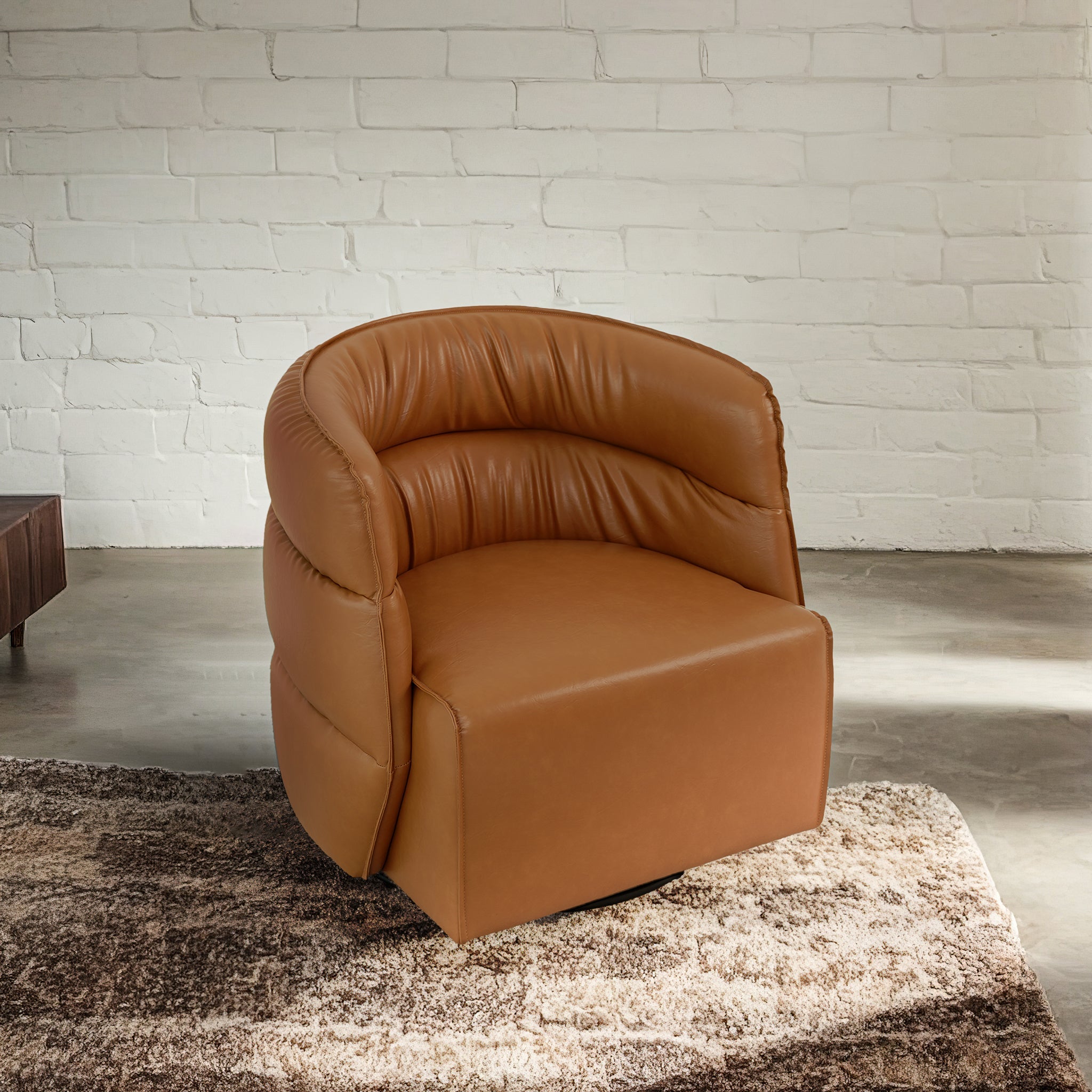 Walden Swivel Chair - Vegan Tan Leather – Luxury Modern Seating – Cura