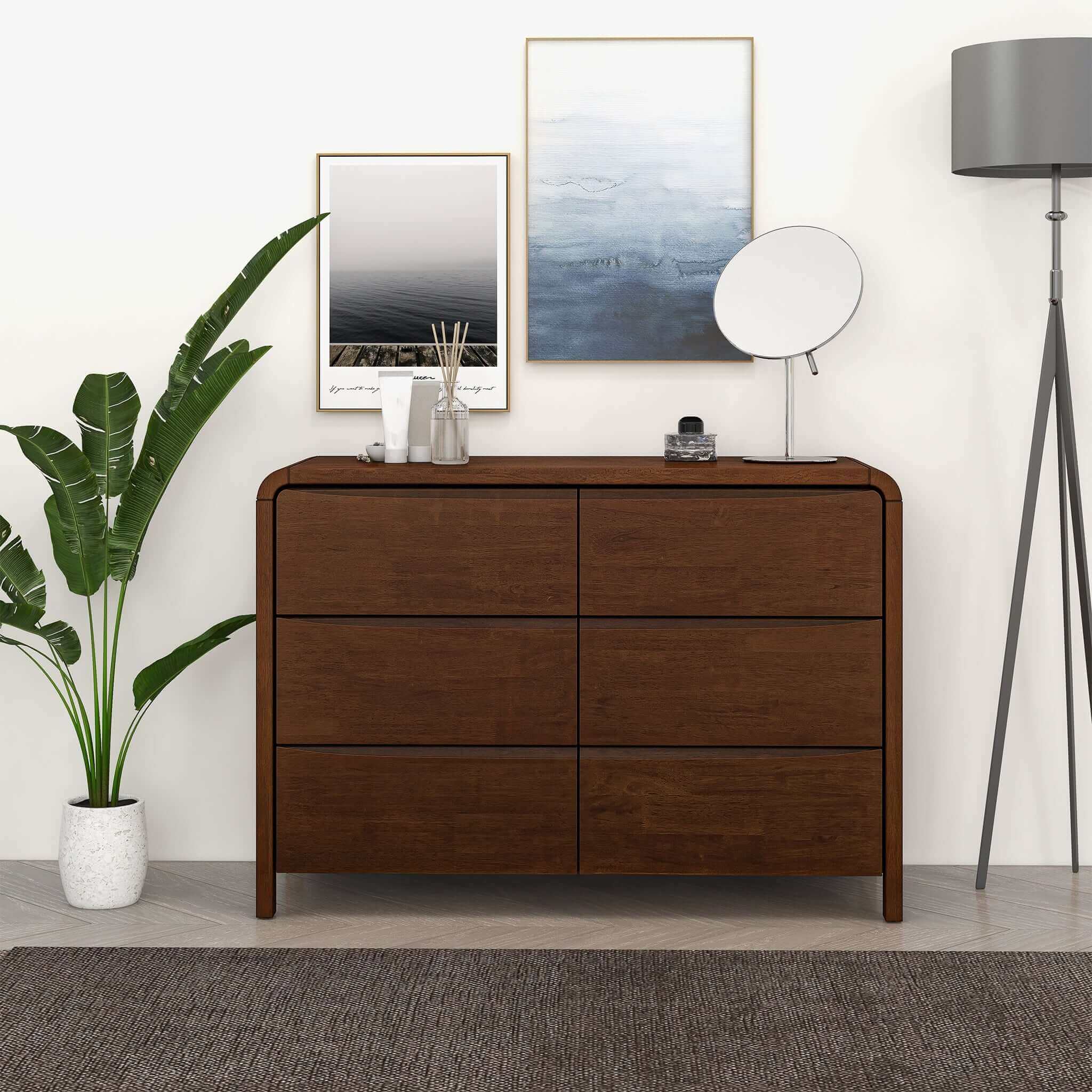 Lionel Mid Century Modern Solid Wood 6-Drawer Dresser – Designer Dress