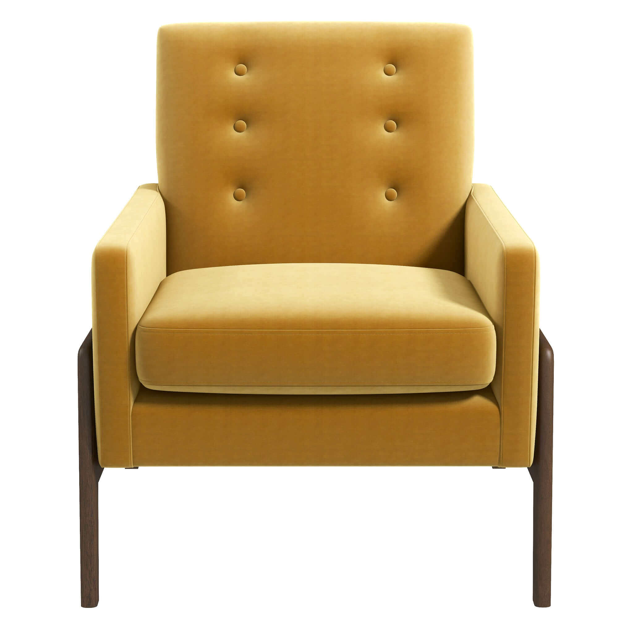 Cole Solid Wood Dark Yellow Velvet Lounge Chair – Luxury Modern Seatin