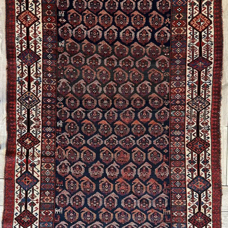 Antique All Over Paisley Kurdish Afshar Rug 4’5” x 8’11”