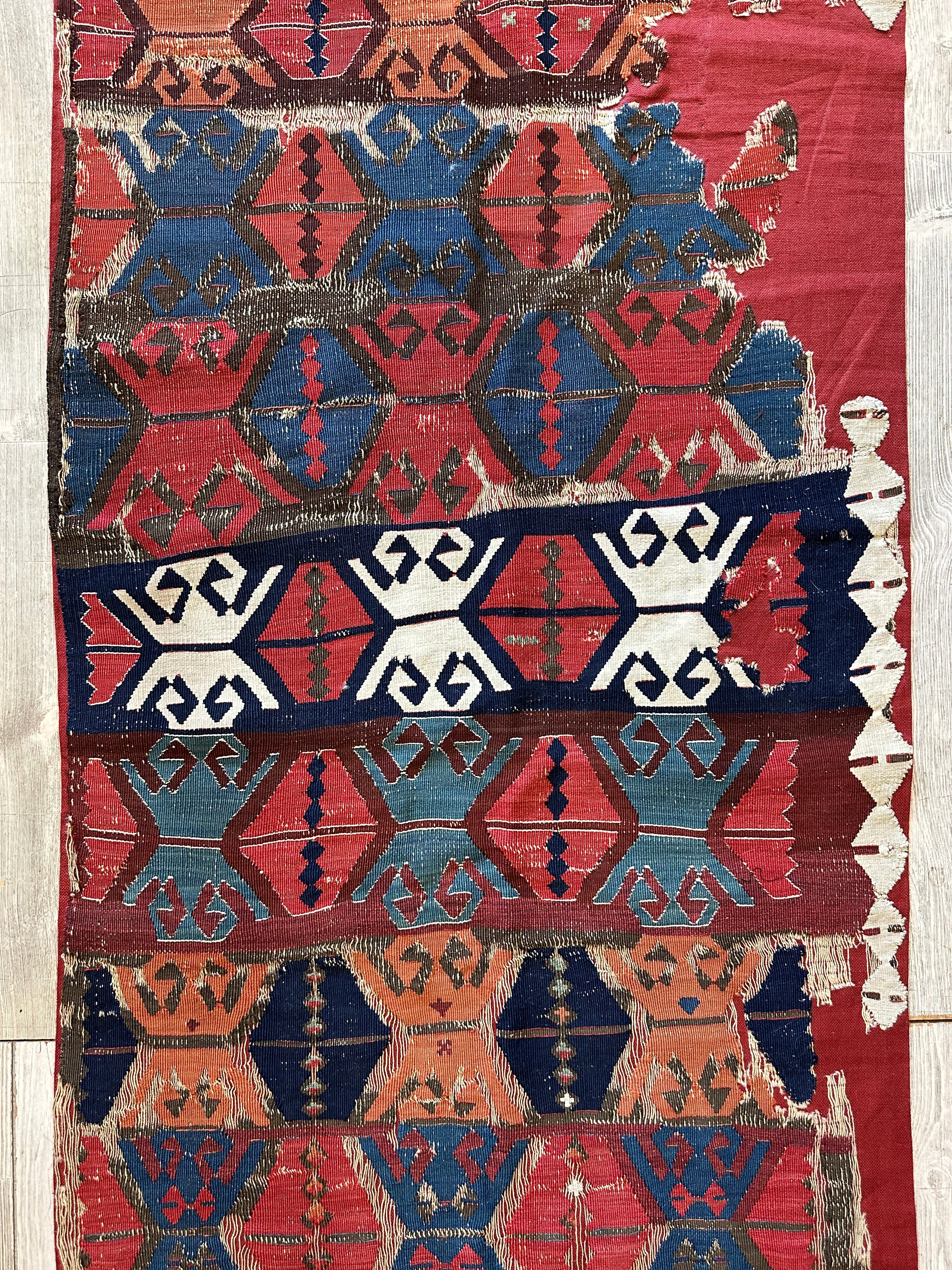 19th C Antique One Of A Kind Anatolian Rug Fragment Collector Special, Turkish rugs