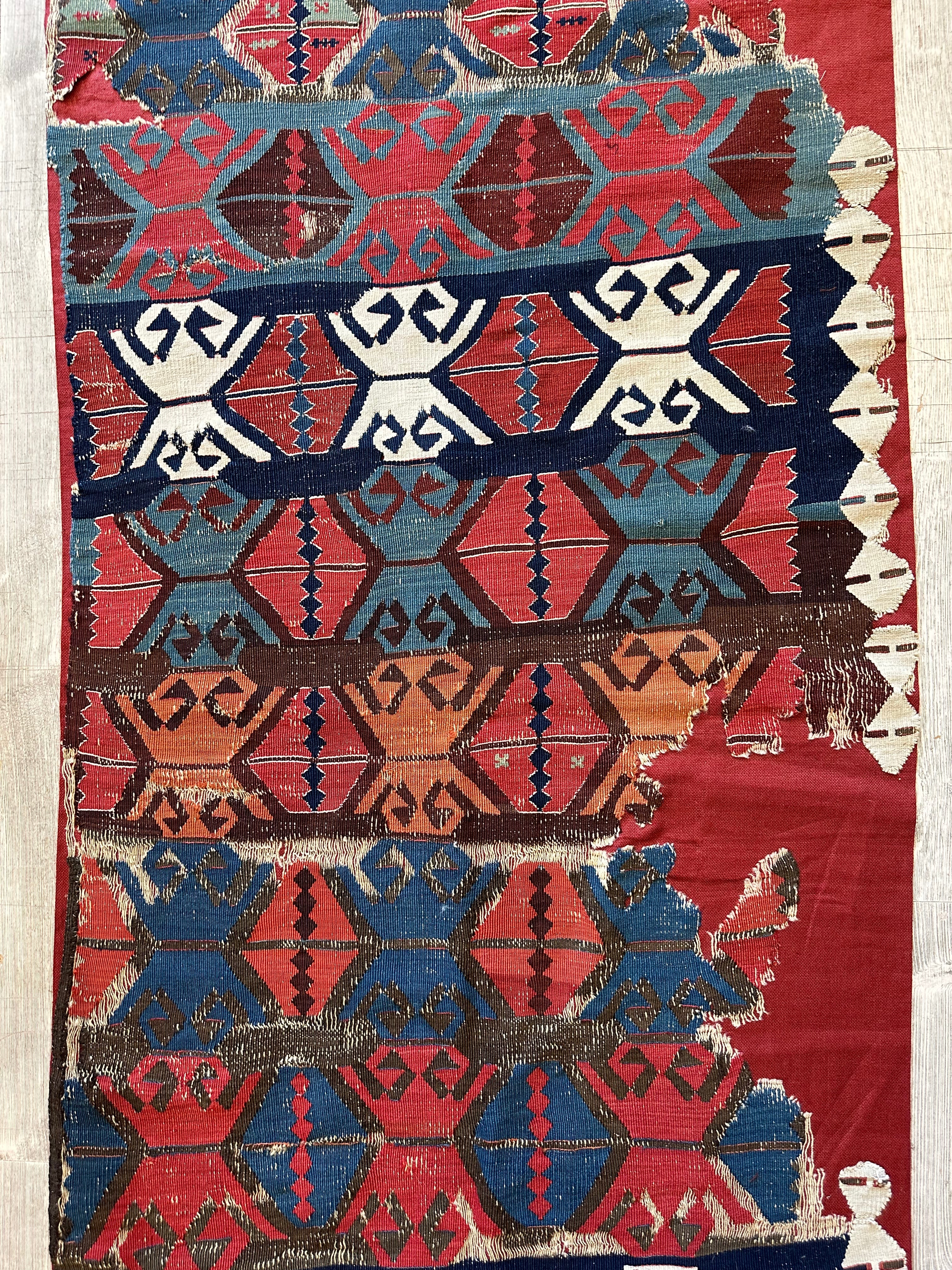 19th C Antique One Of A Kind Anatolian Rug Fragment Collector Special, Turkish rugs