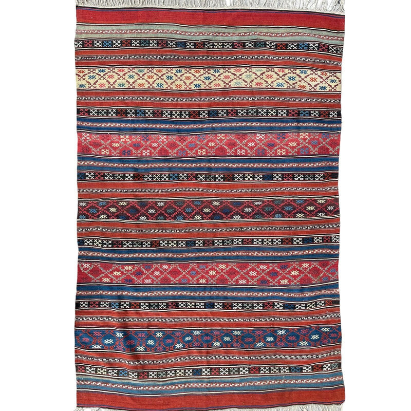 Antique Caucasian Shahsavan Soumak Rug 4’9” x 7’4”