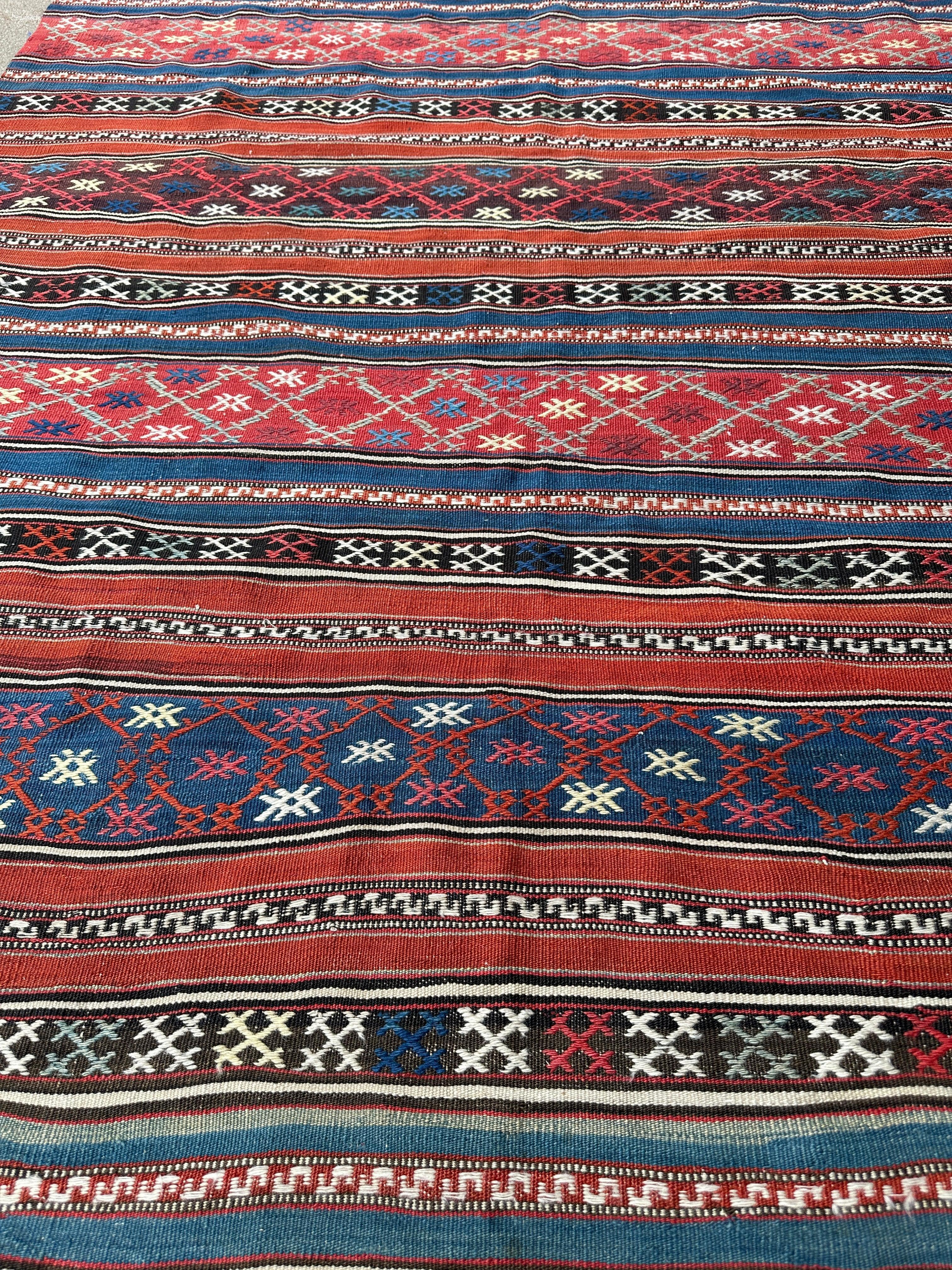 Antique Caucasian Shahsavan Soumak Rug 4’9” x 7’4”