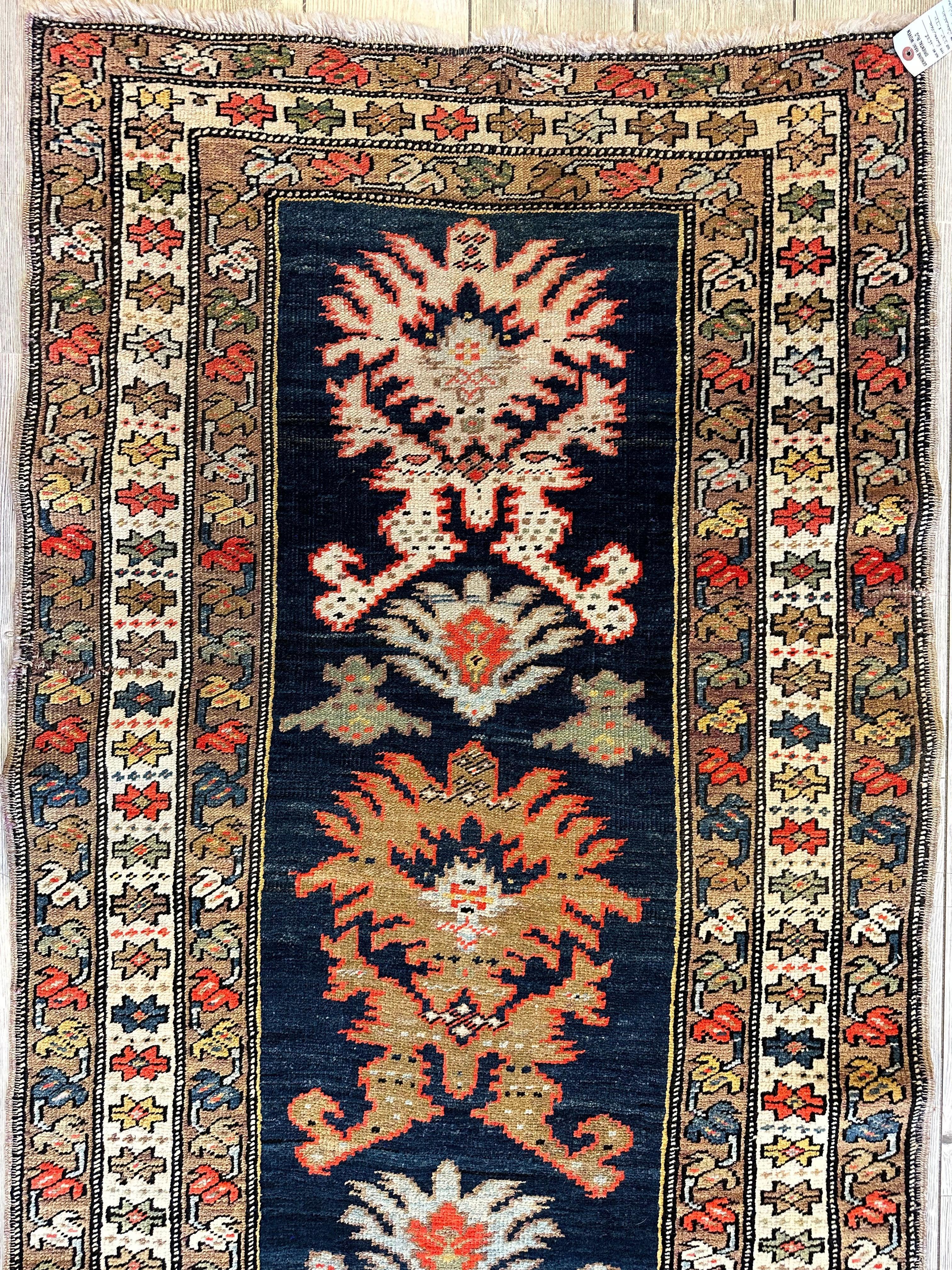 Antique Caucasian Karabakh Signed & Dated Wool on Wool Runner Rug 3 X 7