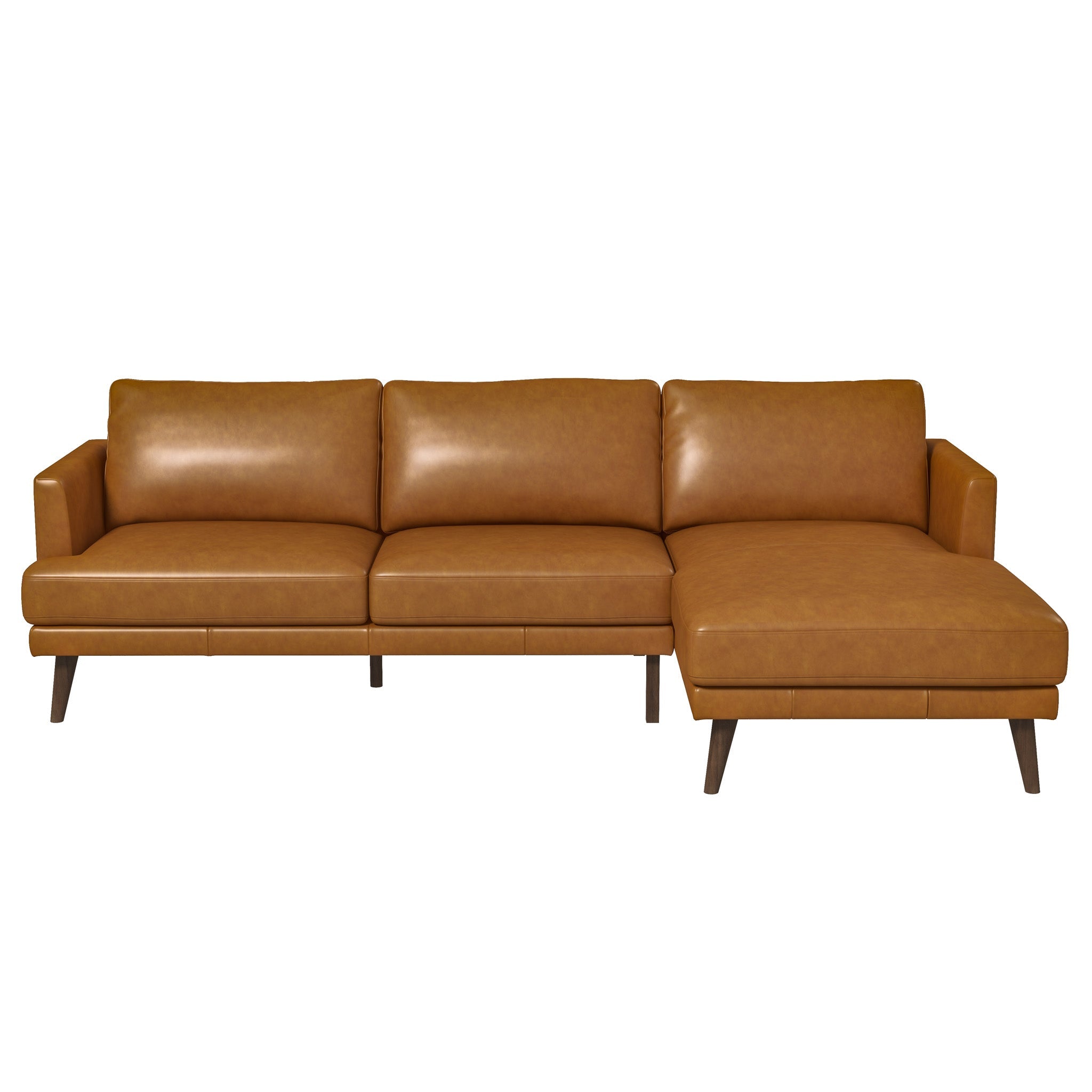 Lore L-Shaped Genuine Leather Sectional In Tan Right Facing – Designe