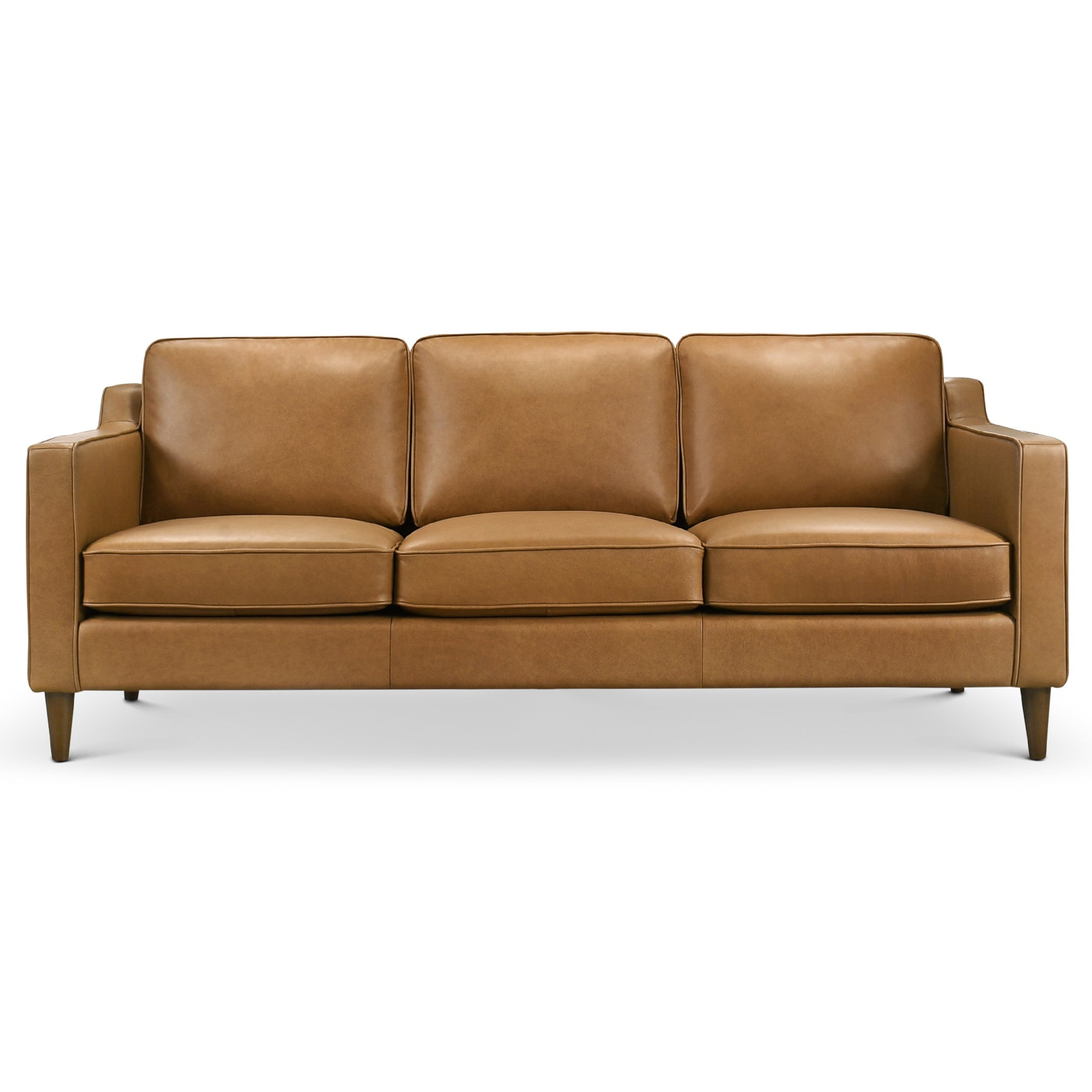 Cooper Mid Century Modern Tan Leather Sofa – Designer Sofa – Curated b