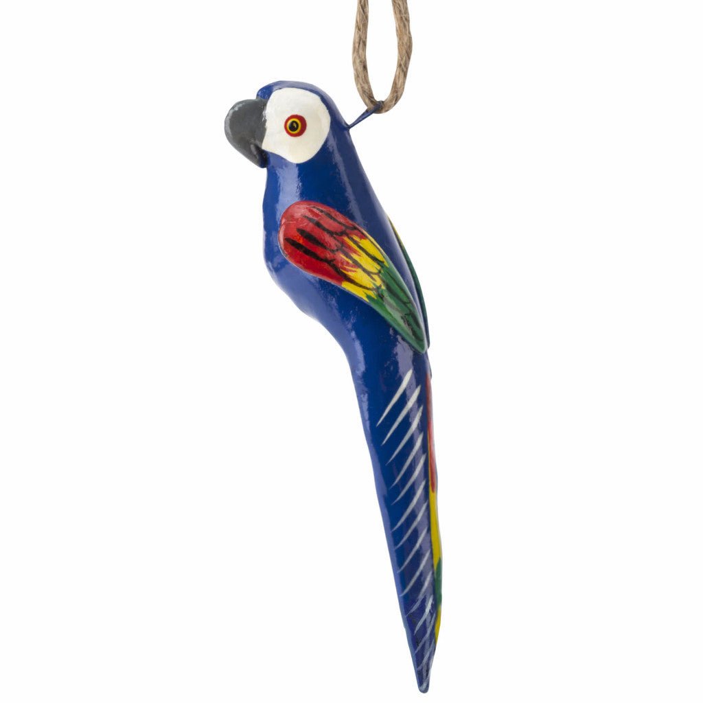 Blue Macaw Christmas Ornaments Hand Painted Ceramic Arcadia Home